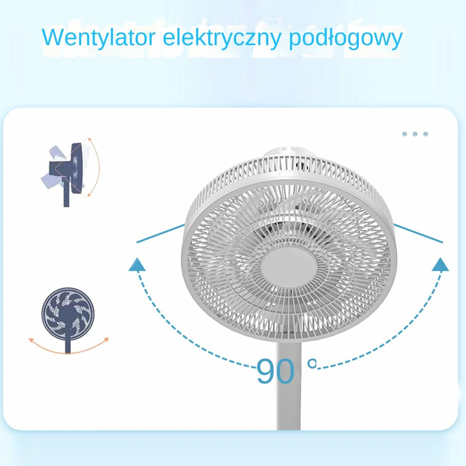 Wentylator Podłogowy - Cichy i Wydajny Wentylator z Oscylacją - Cicha Chłodząca Powietrze Funkcja Oscylacji Do Akademika Salonu Kuchni Biura Wnętrz