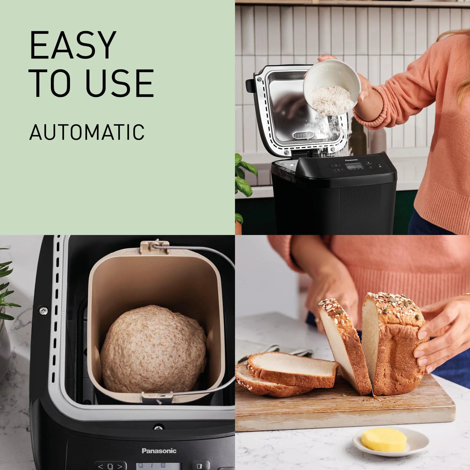 Panasonic SD-PN100KXE automatyczny mini automat do pieczenia chleba dla małych gospodarstw domowych, 4 programy bezglutenowe, kompaktowa konstrukcja, 18 automatycznych programów, wyświetlacz LCD,