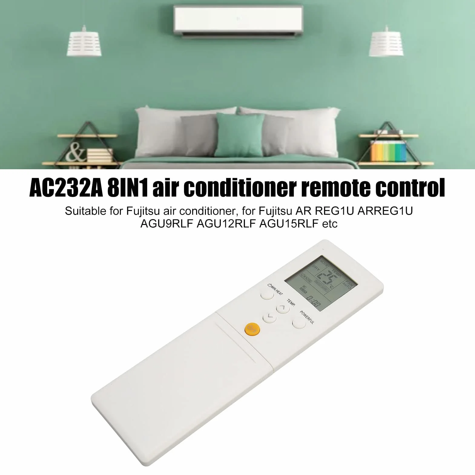 Uniwersalny pilot do klimatyzatora, AC232A 8 w 1 kontroler klimatyzacji kompatybilny z Fujitsu AR REG1U ARREG1U AGU9RLF AGU12RLF AGU15RLF