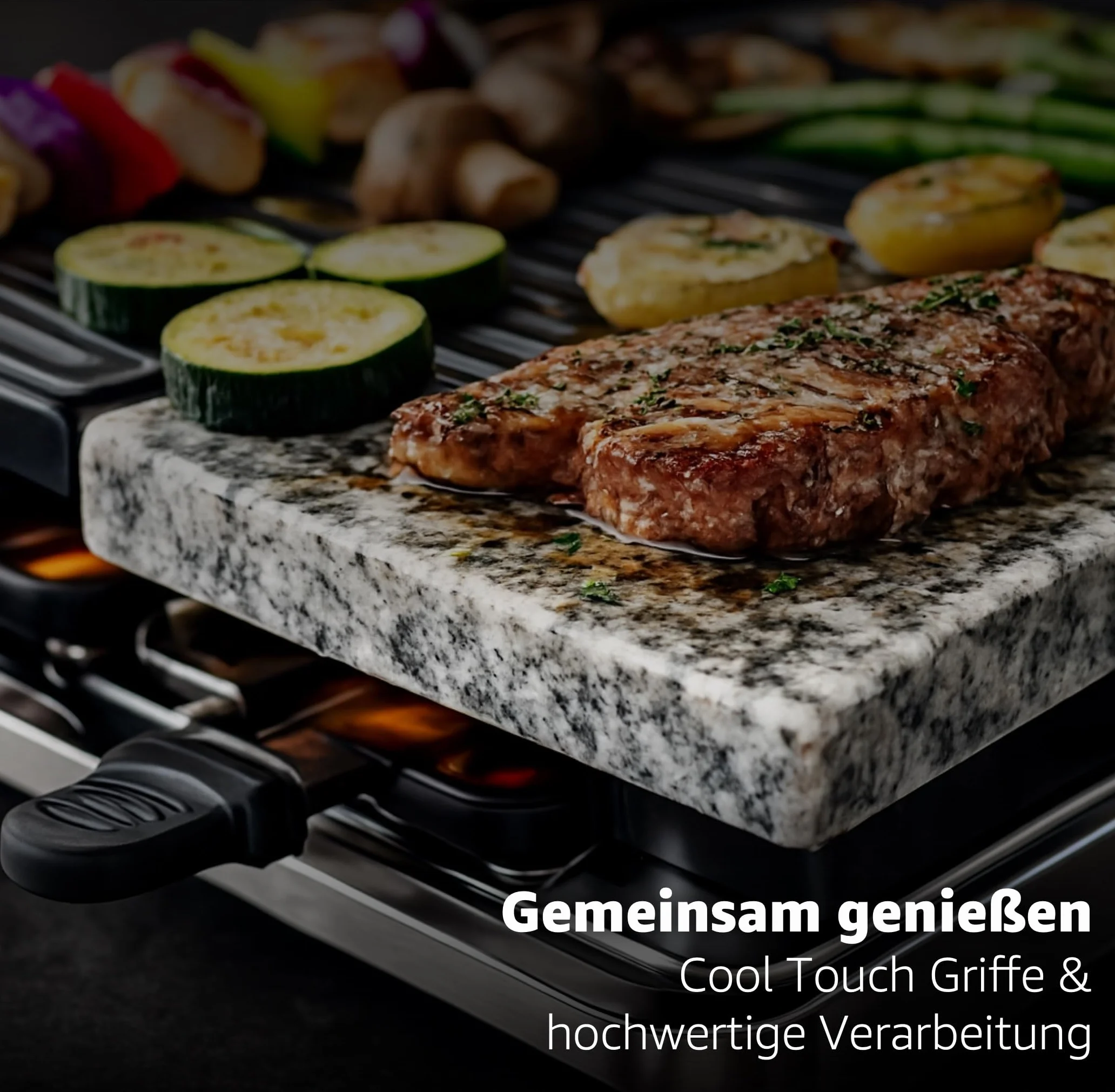 Zestaw do raclette 8-osobowy grill stołowy płyta grillowa płyta kamienna z powłoką zapobiegającą przywieraniu