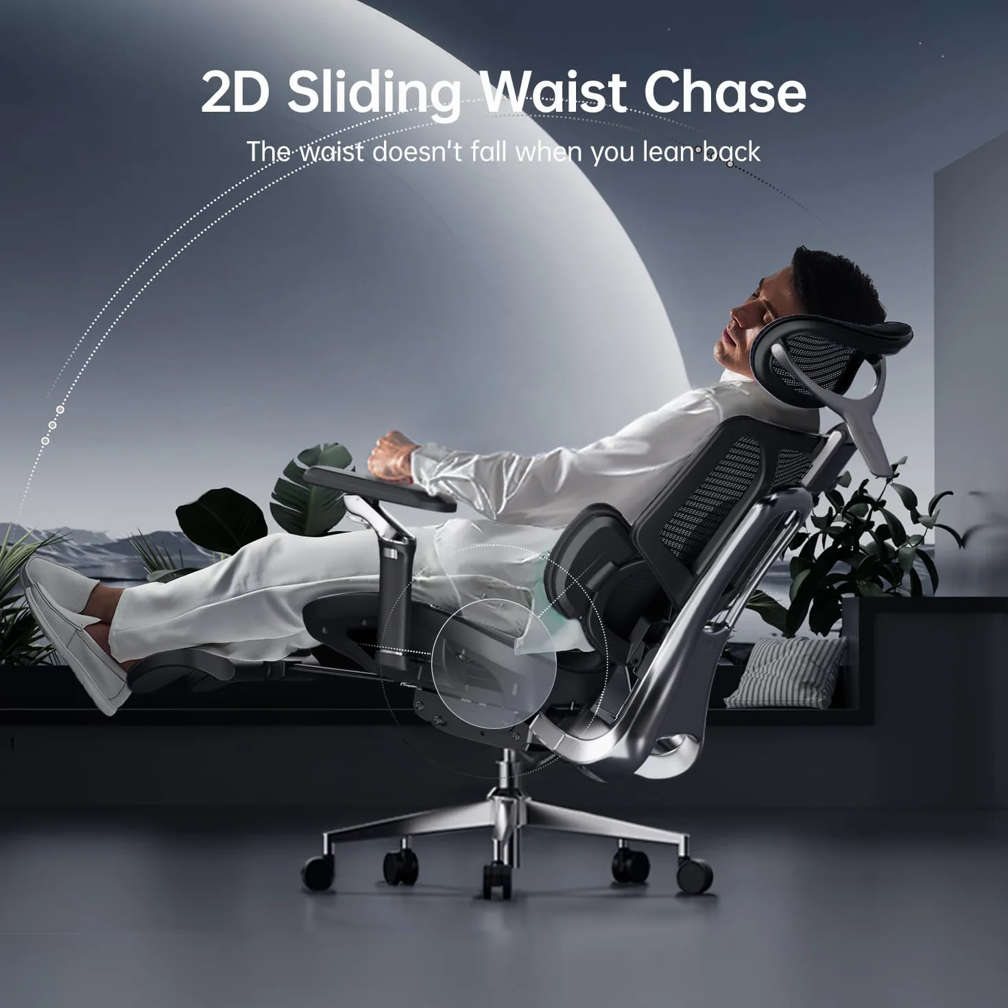Hbada E3 Ultra Ergonomiczny Fotel Biurowy - Dynamiczne 3-Strefowe Wsparcie Lędźwiowe, Mechaniczne Podłokietniki 360°, Regulowany Zagłówek 4D, Wysokiej Jakości Siatka Mesh, Czarny