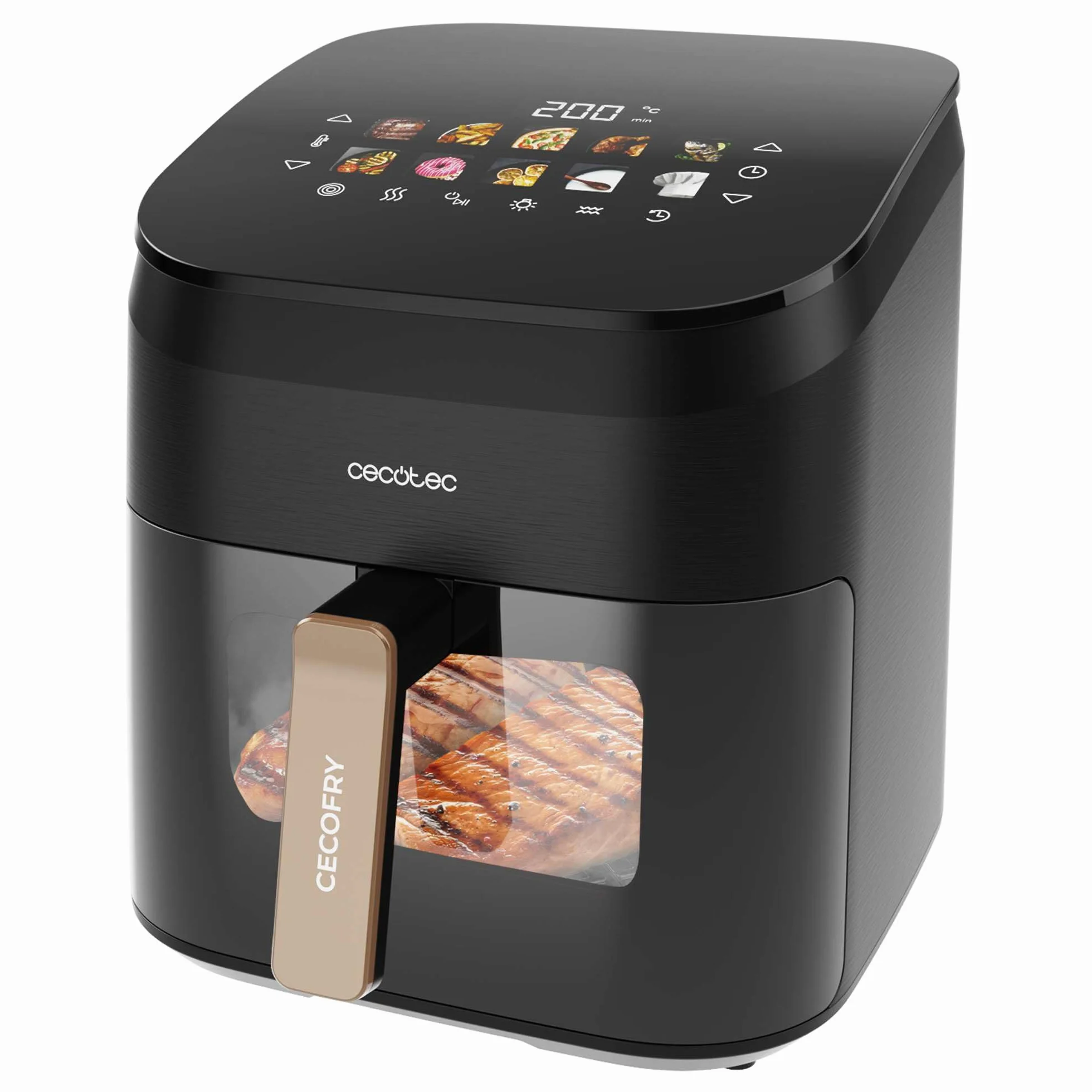 Cecotec Bezolejowa frytkownica powietrzna 6,5 l grill grill podwójna rezystancja zintegrowany Air Fryer Cecofry&Grill Smokin' 6500. 2200W, regulacja temperatury 40-200°C, 10 menu