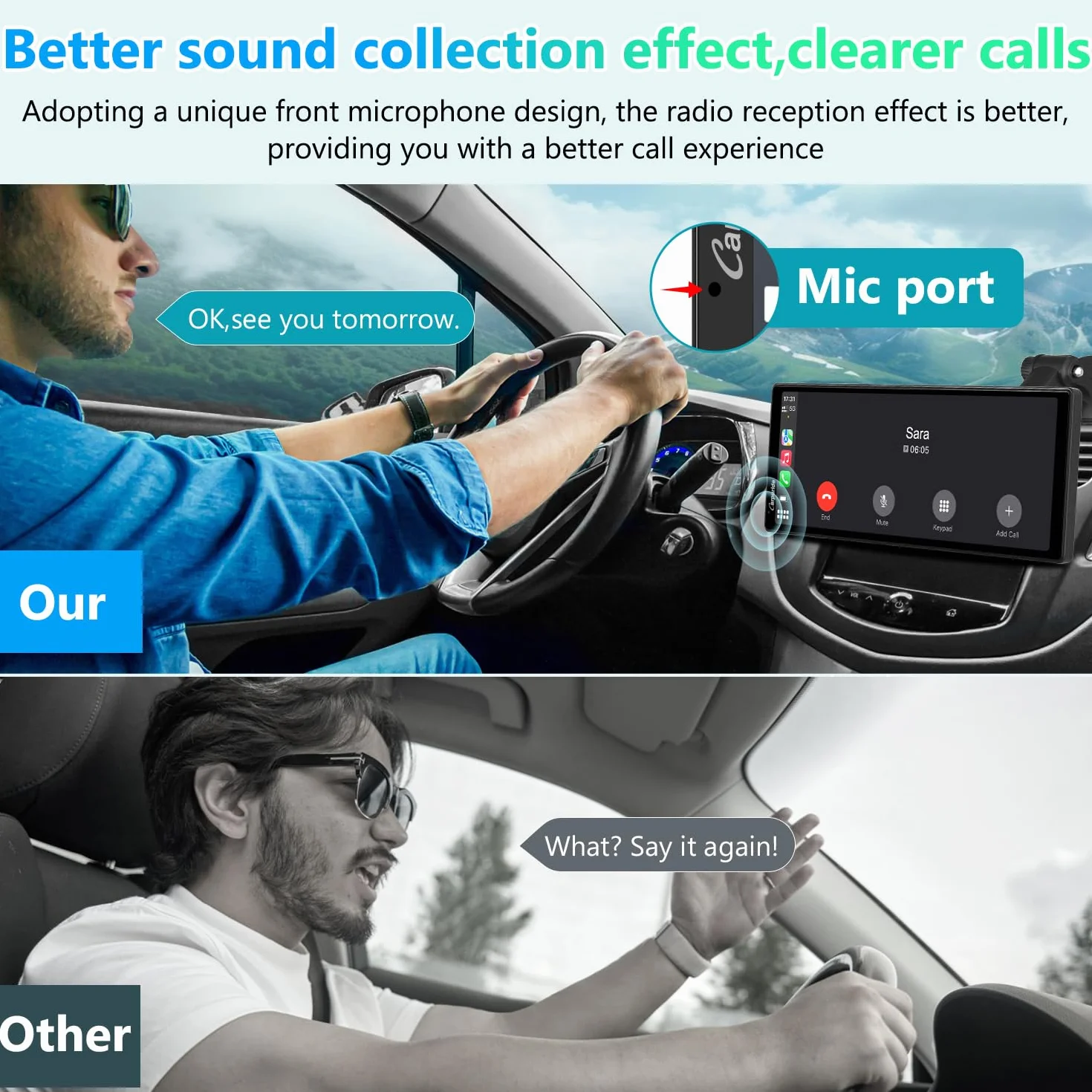 Carpuride V92 Przenośny samochodowy stereo, Bezprzewodowy Carplay i Android Auto, 10,26-calowe radio z ekranem dotykowym 1080P HD z BT 5.0, uchwyt na deskę rozdzielczą do samochodów ciężarowych