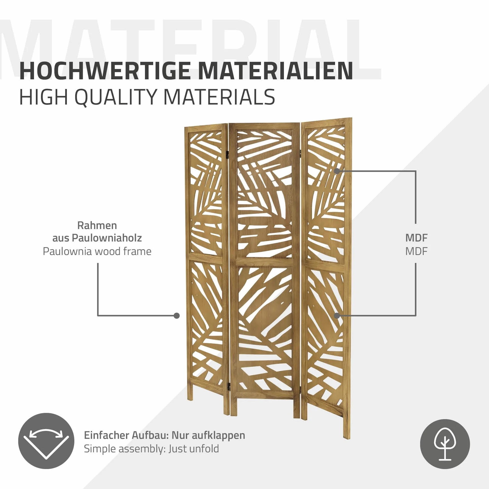 ML-Design Parawan 3-czesciowy Kioto naturalny 170x121 cm Drewniany Skladany Parawan Pokojowy Wolnostojacy Scianka Dzialowa Ekran Prywatnosci Do Przebieralni I Sypialni Panel Oslona Przestrzeni