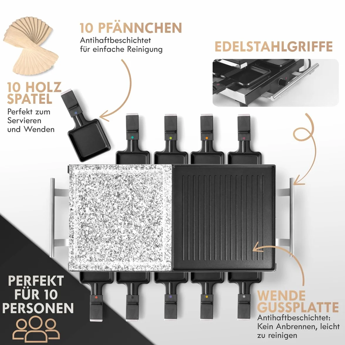 ProfiCook skrobak do grilla 2 w 1, 1700 W, płyta kamienna i grillowa, powłoka nieprzywierająca, stal nierdzewna, PC-RG 1144