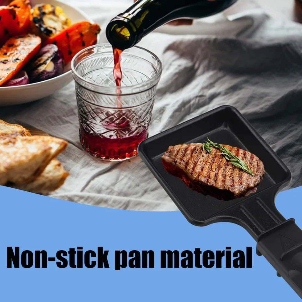 Mini zestaw 4 patelni z powłoką nieprzywierającą, patelnie do grillowania sera, z 4 drewnianymi łopatkami, przeznaczony do uniwersalnego grillowania elektrycznego, odpowiedni do grillowania sera, jaj