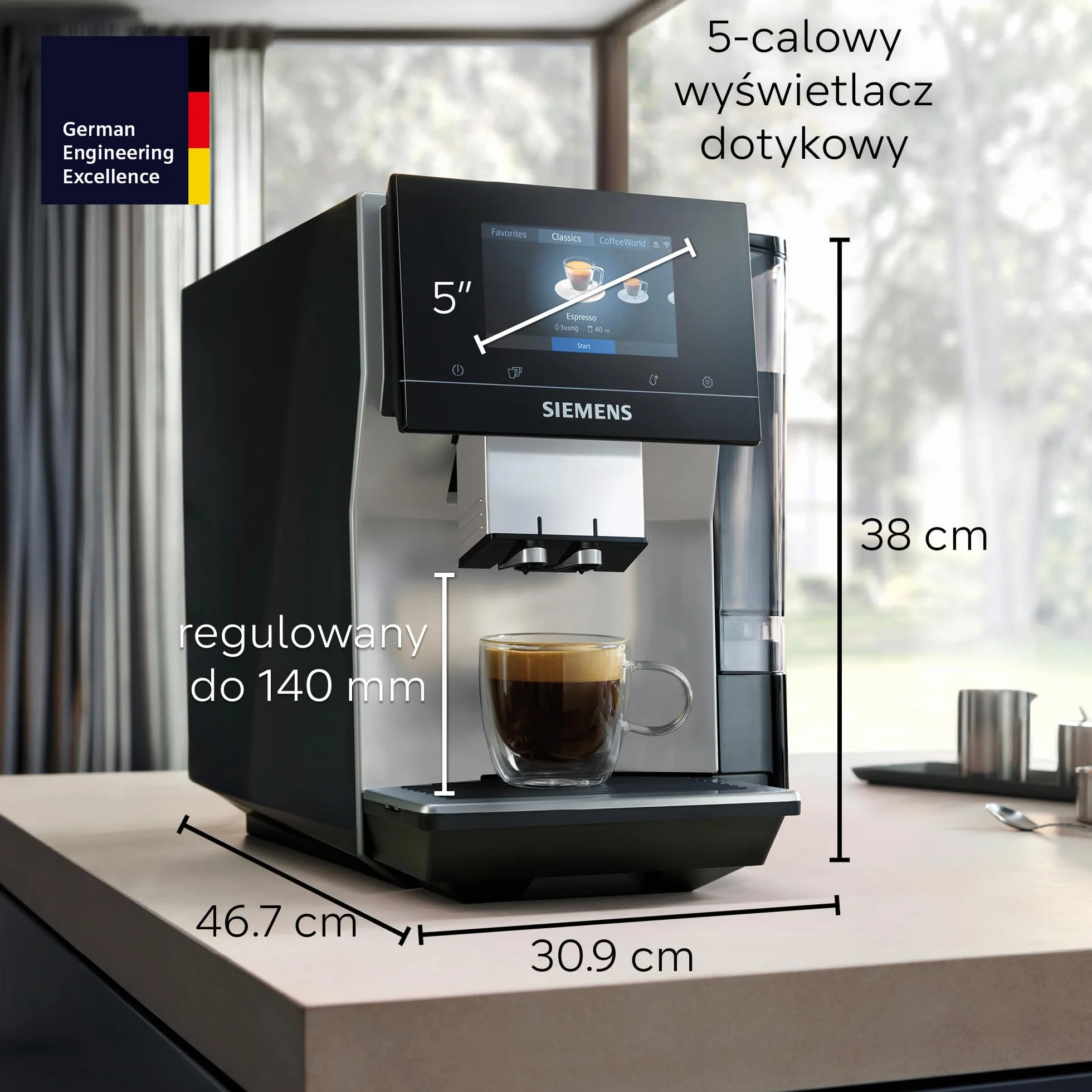 Siemens EQ700 Classic automatyczny ekspres do kawy z iSelect, Cold Brew, Slow Brew, Home Connect TP715E17