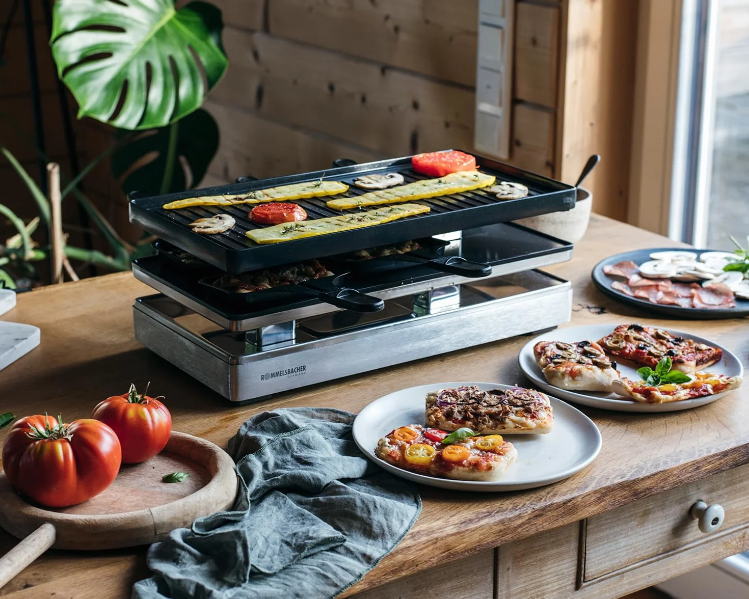 ROMMELSBACHER Pizza Raclette RCP 1800, płyta dwustronna, ceramiczna powłoka nieprzywierająca, kabel 2 m