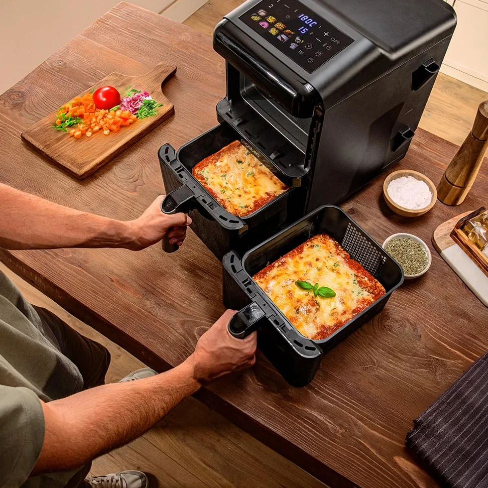Cecotec Bezolejowa frytkownica powietrzna - Air Fryer 12L Cecofry DuoLevel 12000 Window. 2900W, 2 zbiorniki 6L, synchronizacja, 10 menu, temperatura 40-200ºC, górne okno, kolorowy panel dotykowy