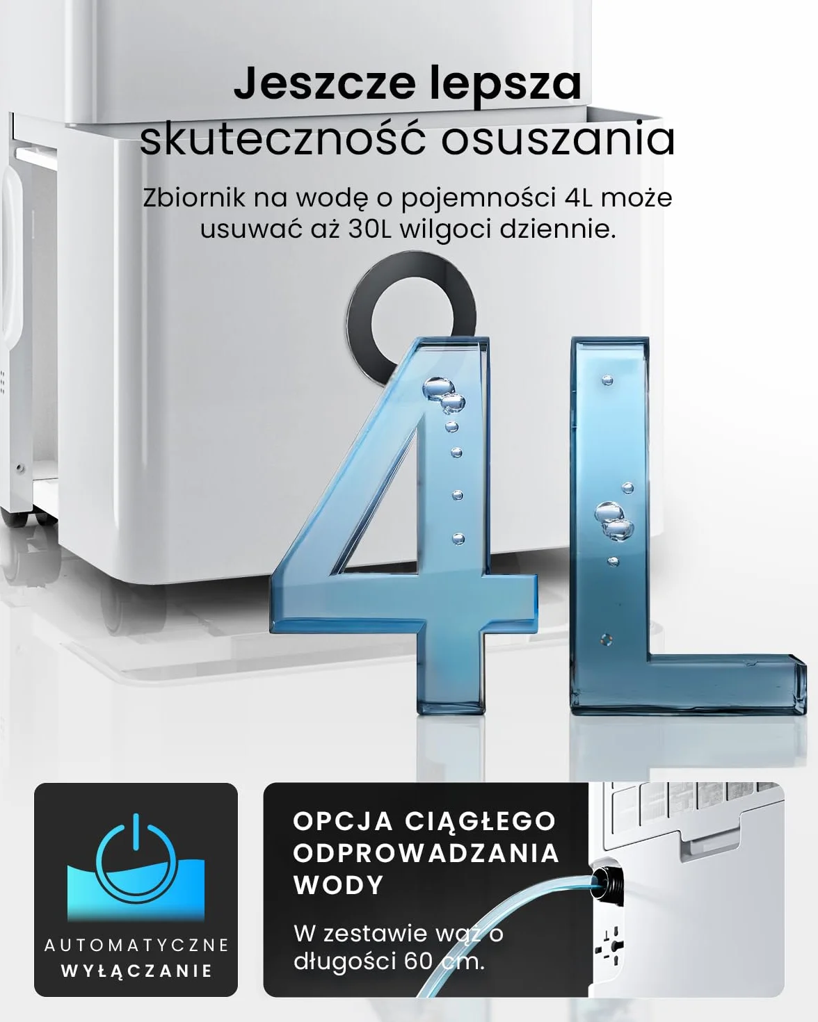 Osuszacz powietrza Pro Breeze 30 l/24 h z Wi-Fi, czujnik wilgotności, 4 l, timer