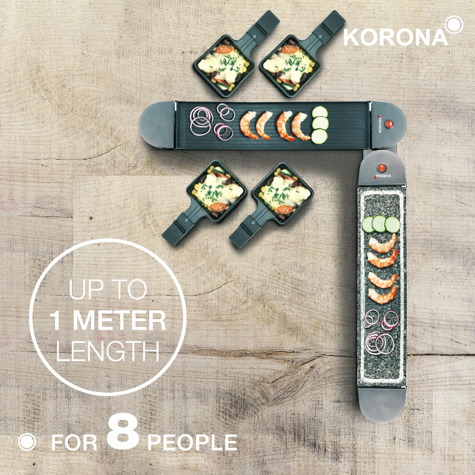 Korona 45071 obrotowa raclette dla 8 osób nieprzywierająca płyta grillowa kamień naturalny