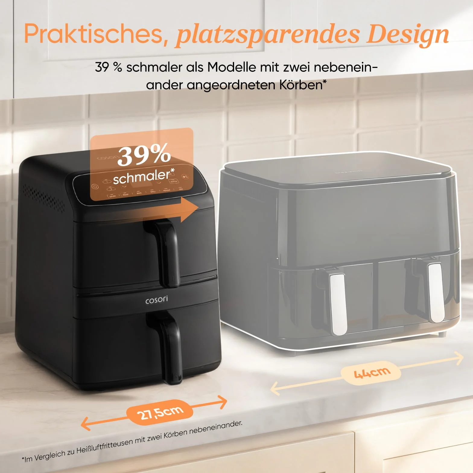 COSORI Airfryer z powłoką ceramiczną, dwukomorowa frytkownica beztłuszczowa bez PFAS, pojemność 8,6 l, konstrukcja dwupoziomowa, technologia cyrkulacji gorącego powietrza