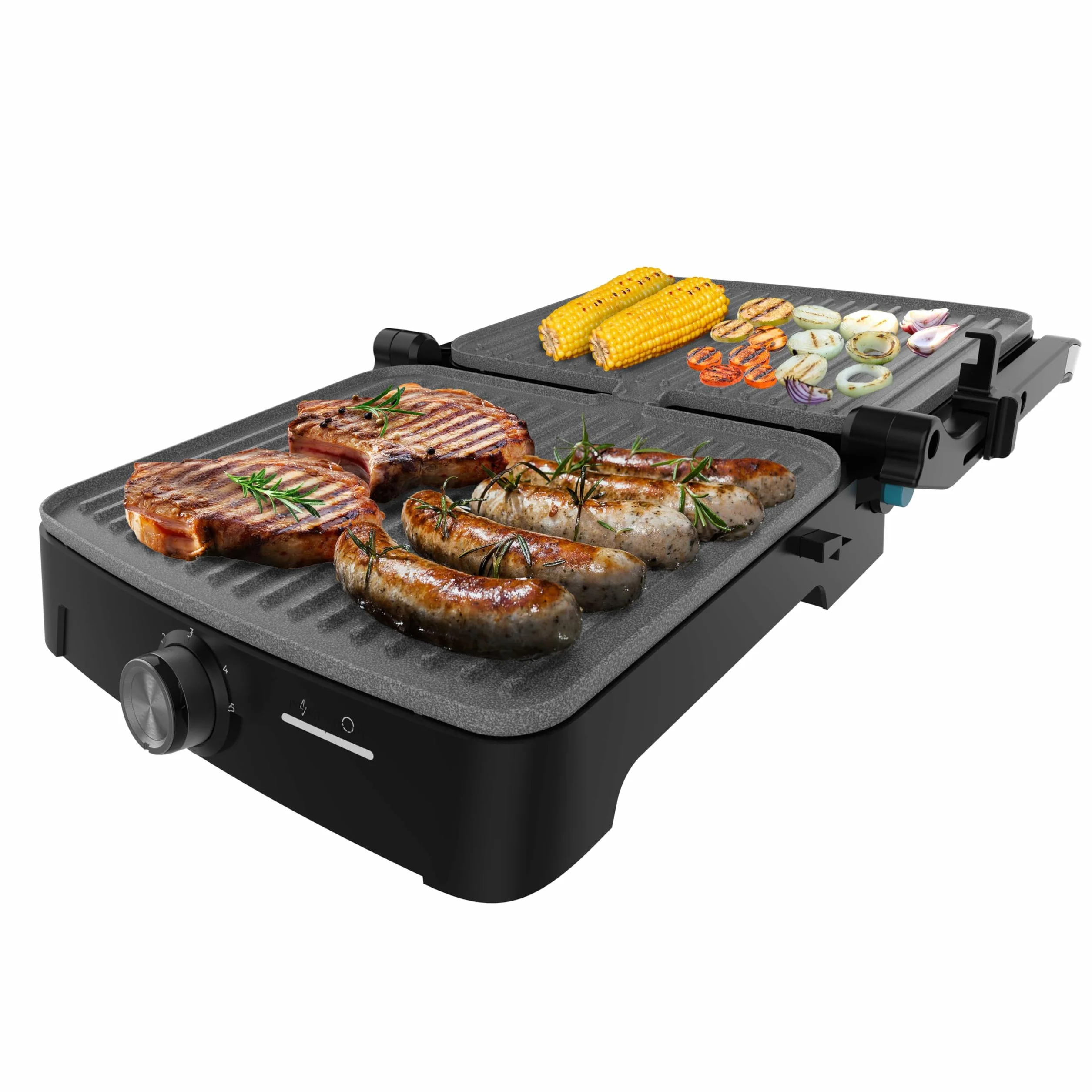 Cecotec Rock'nGrill 2000 Full Open 2000 W otwór 180° nieprzywierający RockStone pływająca płyta regulacja temperatury 279 x 229 mm