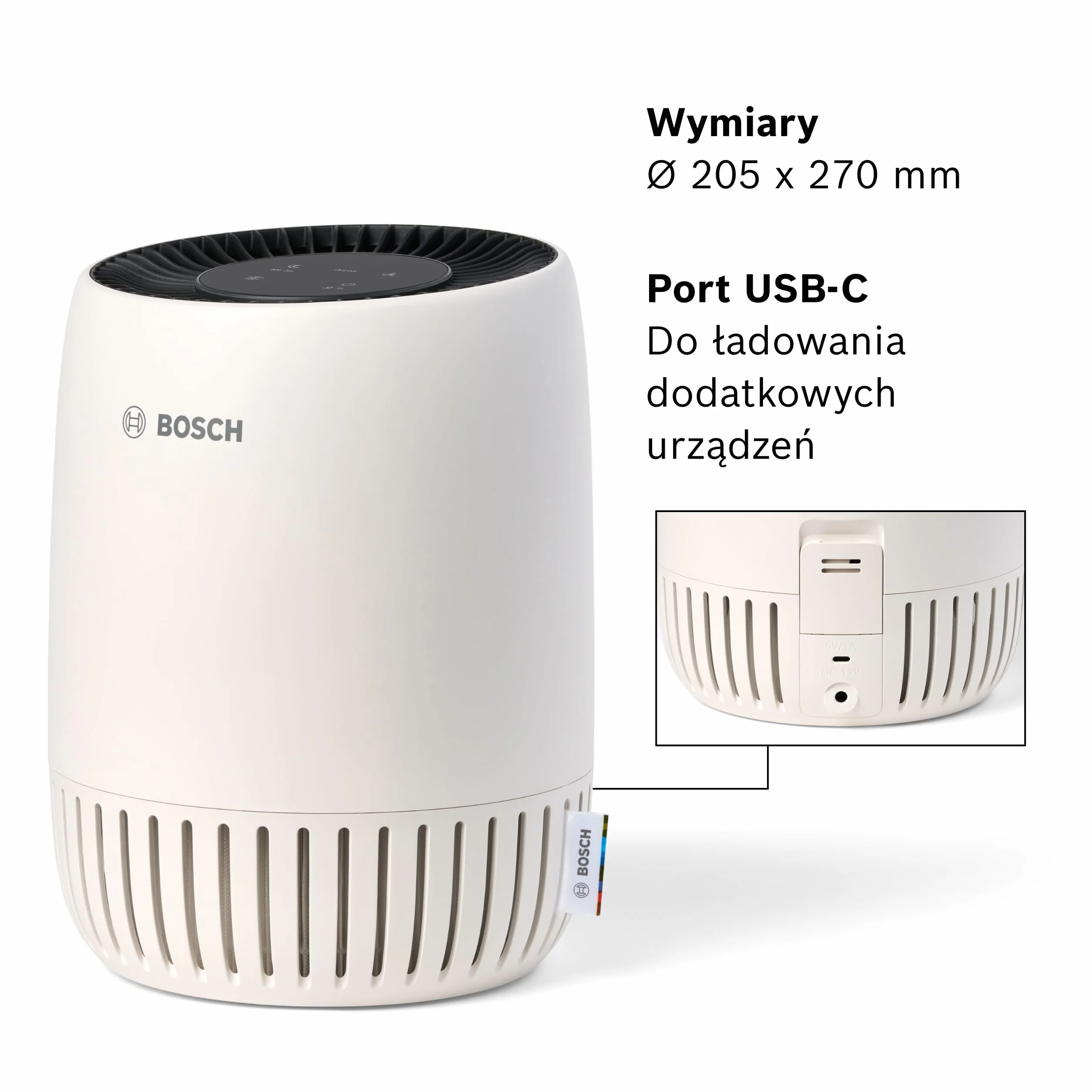 Bosch Air 1000 Oczyszczacz Powietrza – Usuwa zanieczyszczenia, zawiera filtr powietrza i tryb cichej pracy (< 25 dB(A)) – do powierzchni do 23 m² – z trybem automatycznym – CADR: 100 m³/h