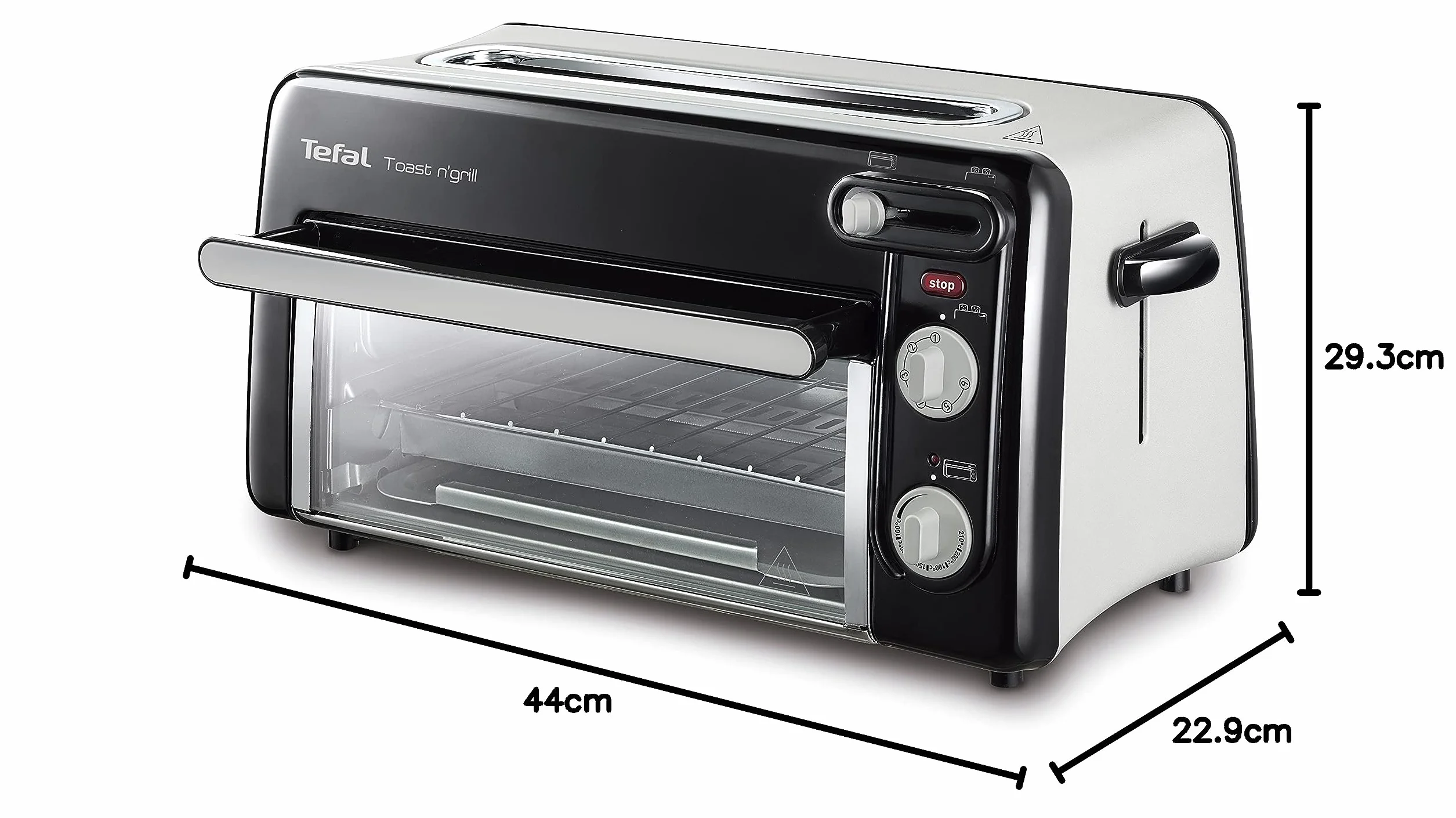Tefal TL6008 Toast n'Grill Opiekacz do Kanapek z Funkcją Grilla, Metal/Tworzywo Sztuczne, 1300 W, Czarny/Srebrny
