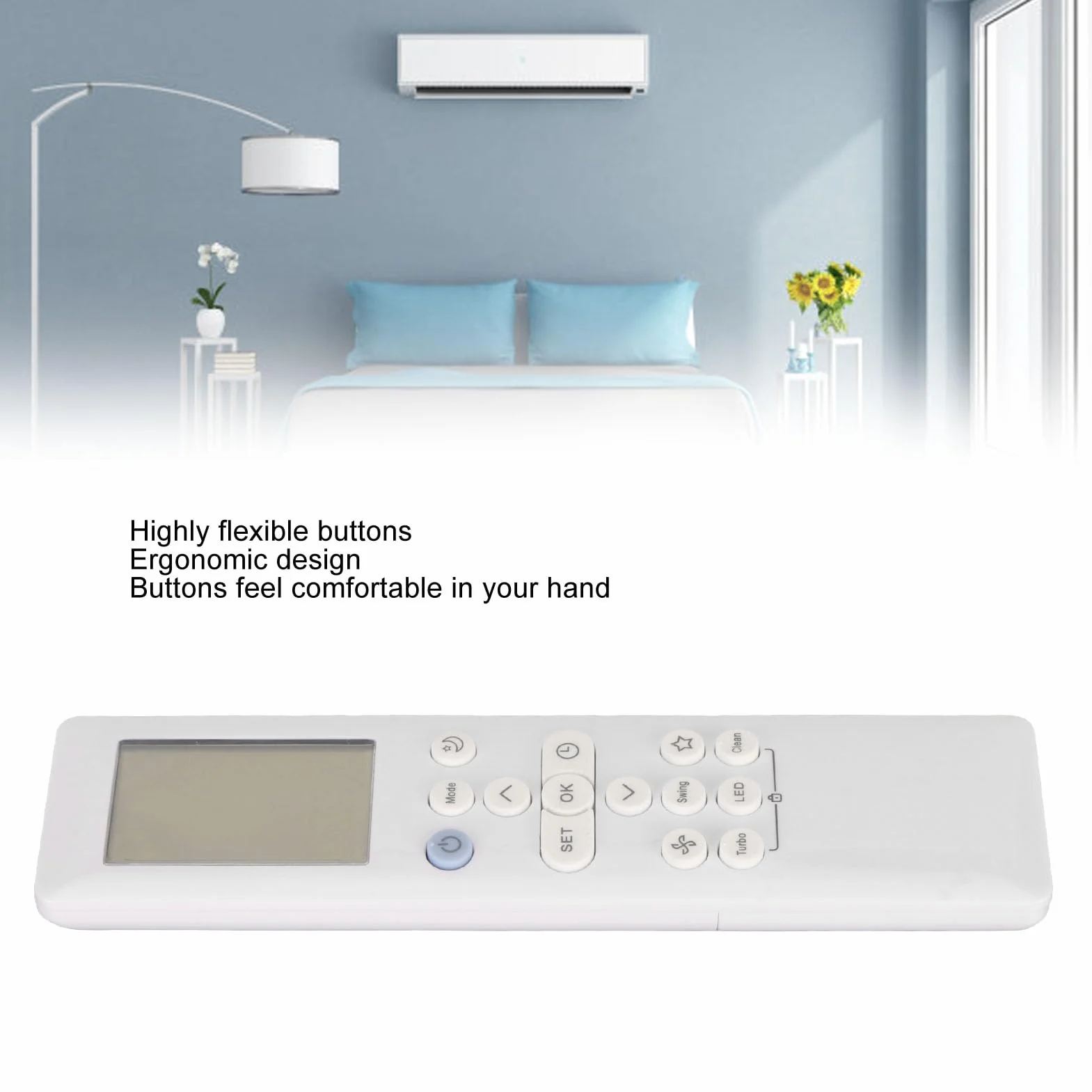 RG10B E2 BGEF Pilot do Midea, Ulepszony Uniwersalny Pilot AC do Klimatyzatora, Ergonomiczny Zamiennik Pilota do Domowego Biura