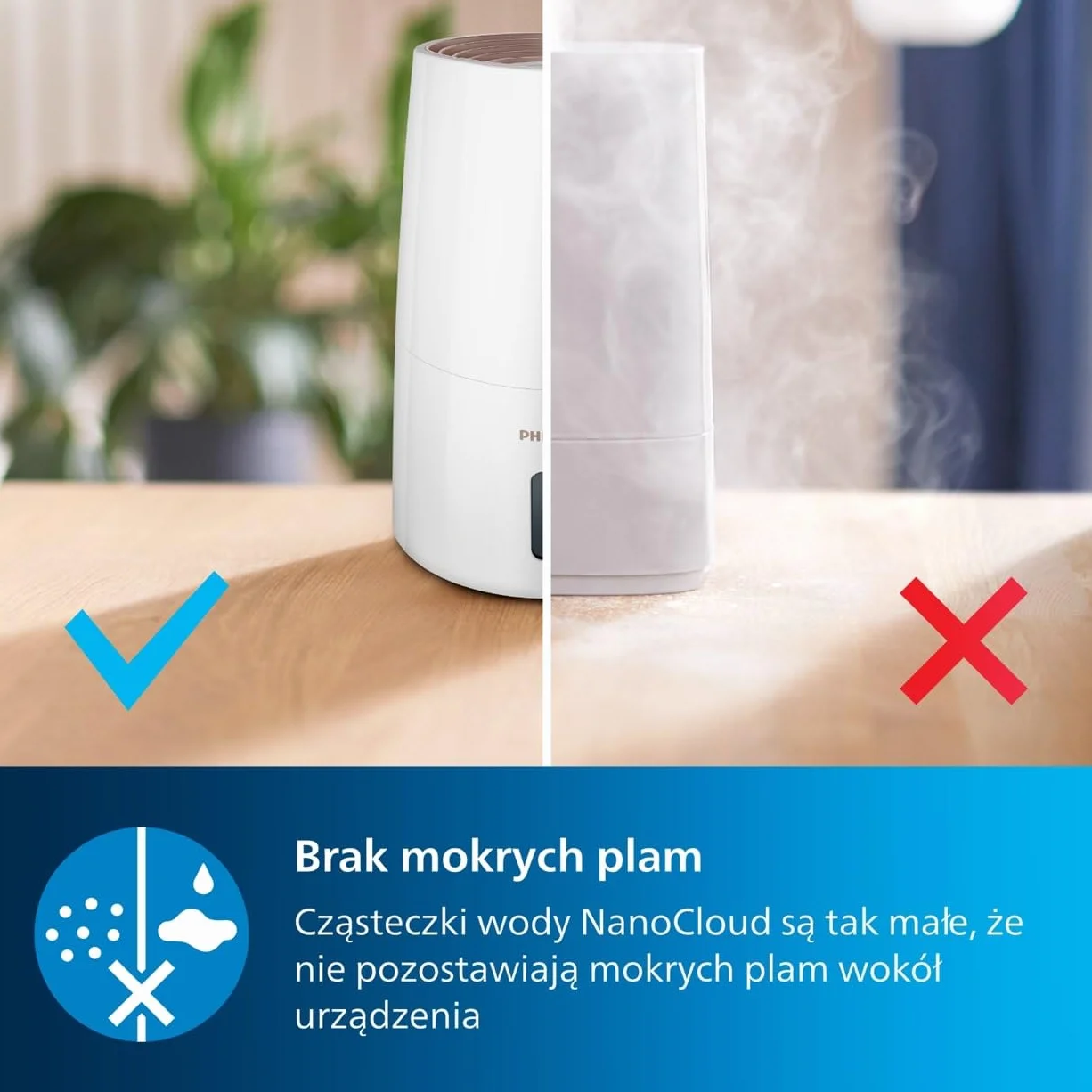 Philips Nawilżacz Ewaporacyjny Serii 3000 45 m² NanoCloud 300 ml/h 33 dB 3L biały HU3916/10