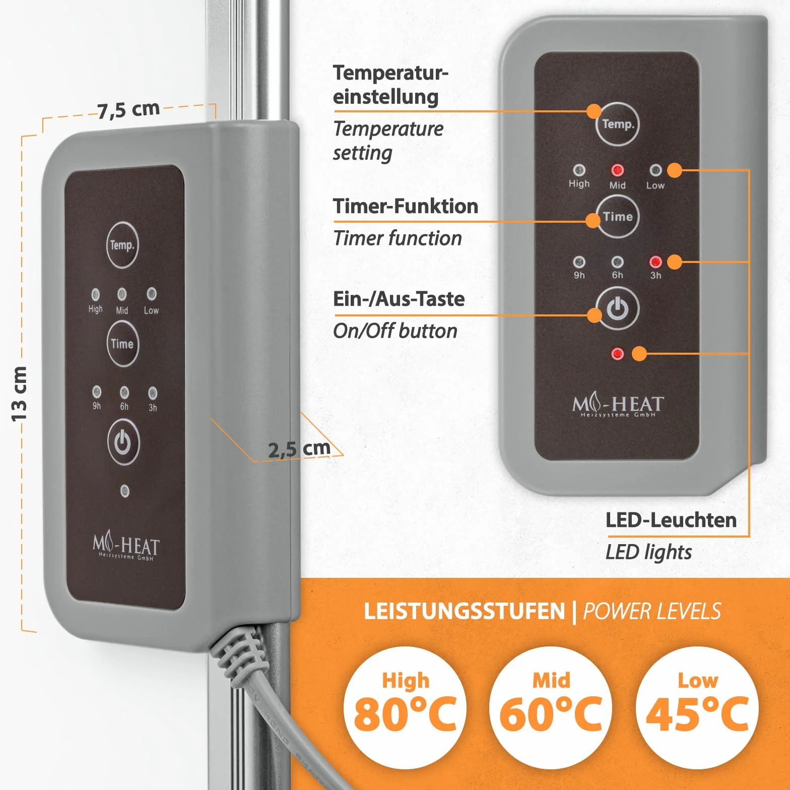 Mi-Heat Składany aluminiowy panel grzewczy, 53 x 108 cm, ogrzewanie na podczerwień 350 W do 80°C, ścianka grzewcza do biura, domu, biura, miejsca pracy, kasy, recepcji