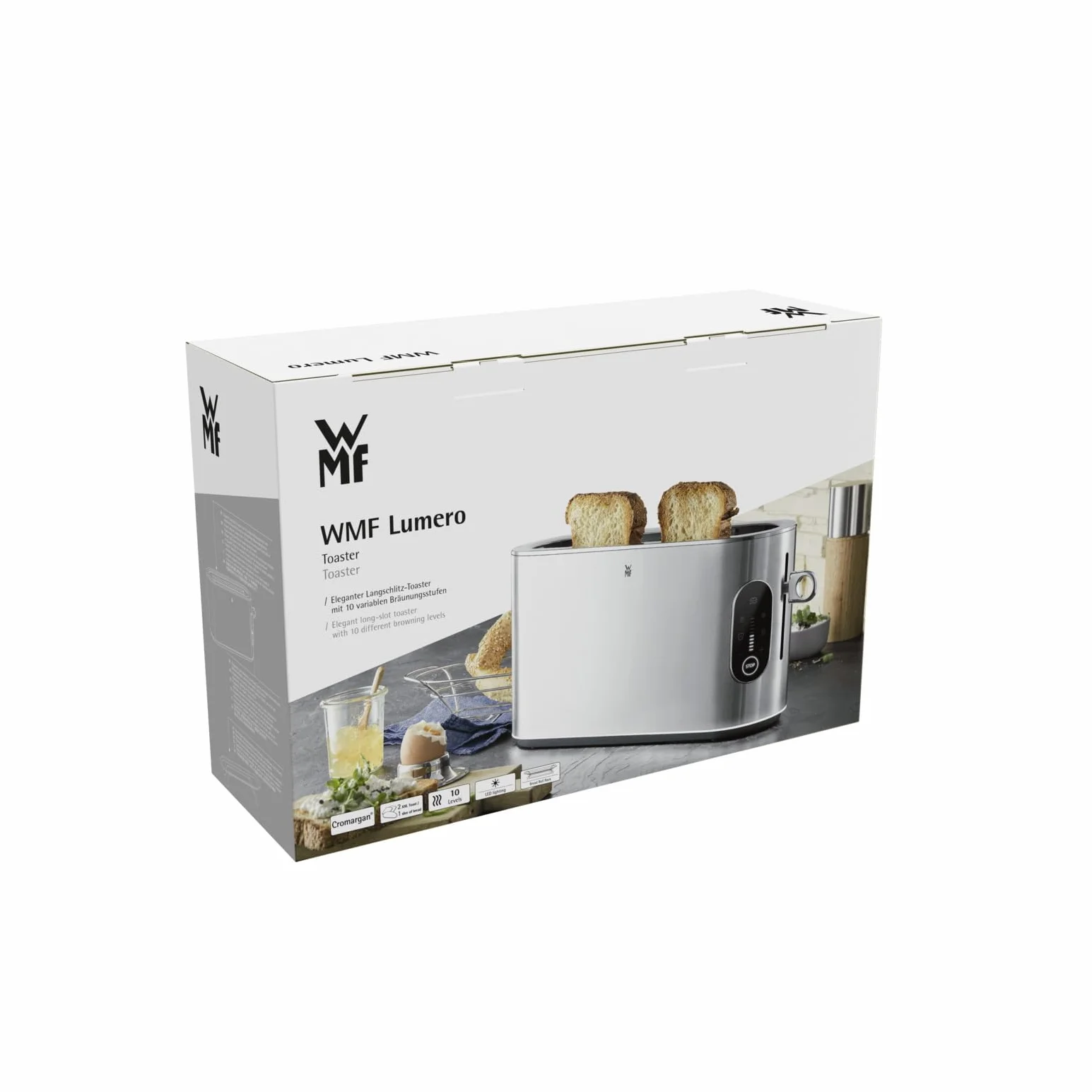 WMF Lumero toster 2 kromki stal nierdzewna matowa XXL 10 stopni opiekania
