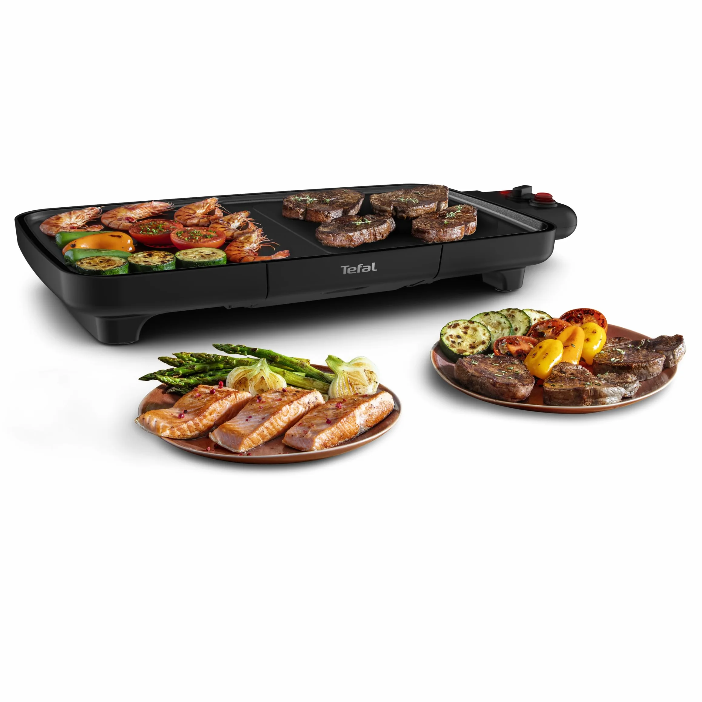 Tefal Plancha Booster elektryczna plancha 2200 W 2 strefy gotowania regulowany termostat powłoka nieprzywierająca