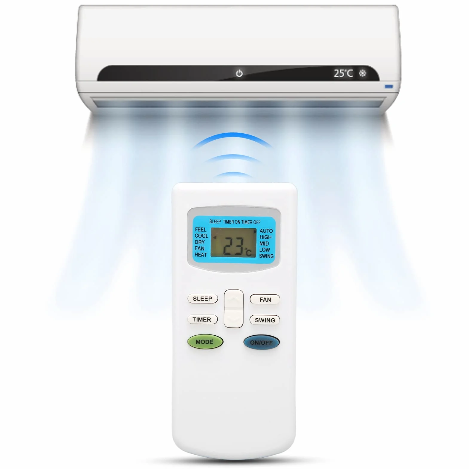 Uniwersalny Zamiennik Pilota Zdalnego Sterowania do Klimatyzatorów TCL/Pioneer/Airton Itp., Akcesoria do Klimatyzatorów AAA Zasilane Przez (biały)