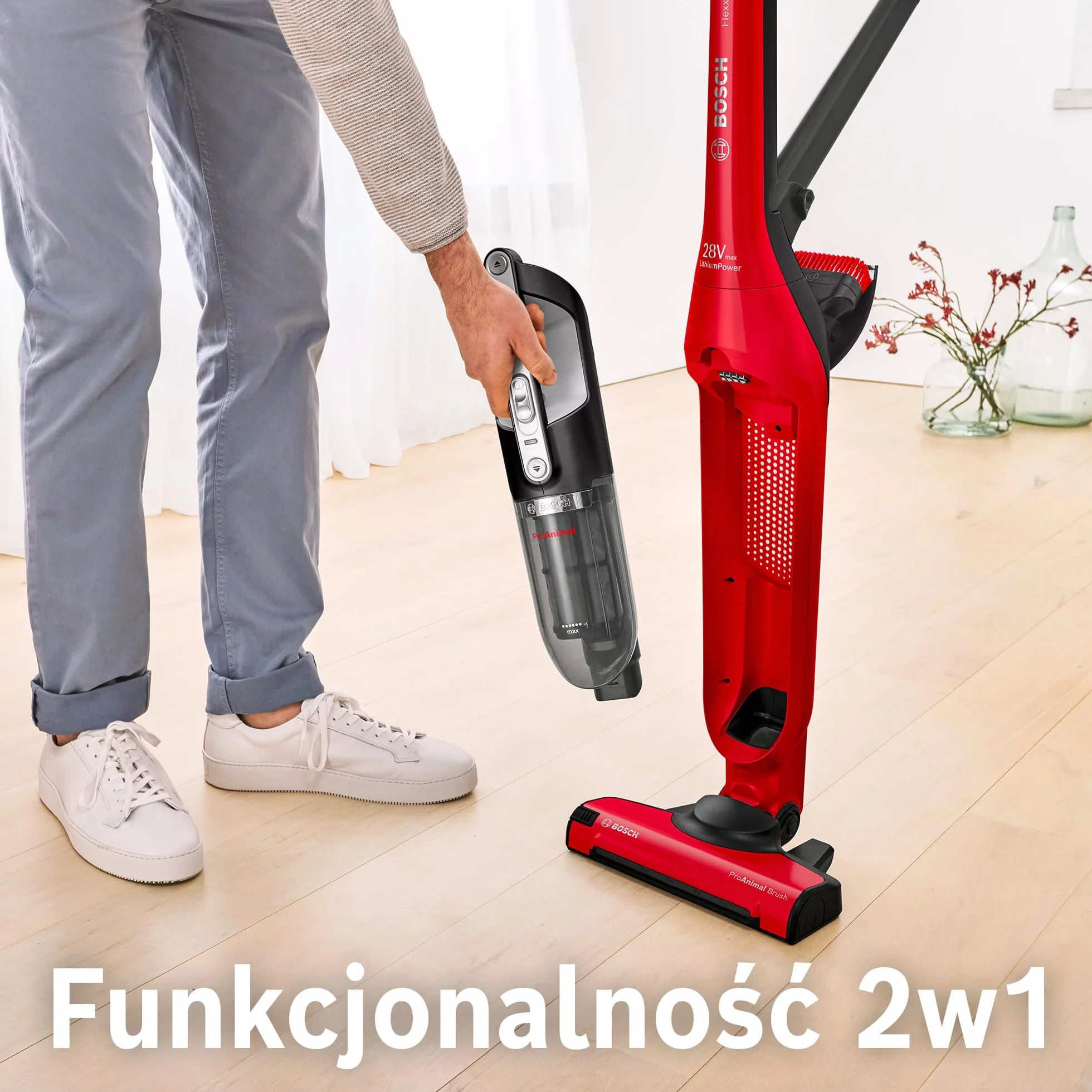 Bosch Flexxo Gen2 Serie 4 ProAnimal BBH3ZOO28 Bezprzewodowy Odkurzacz Ręczny i Pionowy 2w1 28 Vmax