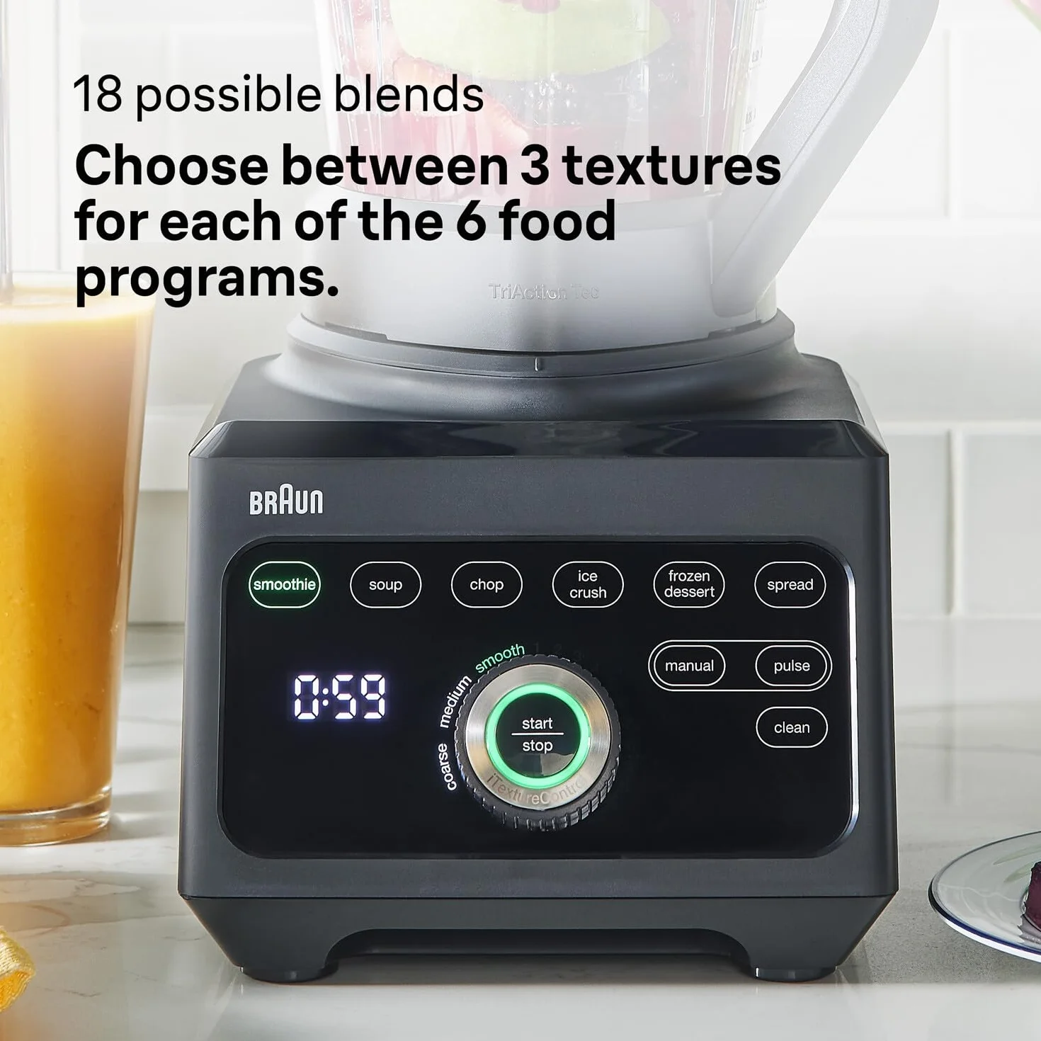 Braun JB9040BK Blender TriForce Power Blender JB 9040 z ekskluzywną trójkątną dzbanka, 10 ręcznych ustawień prędkości plus puls, Silnik 1600 W, łatwy do czyszczenia, czarny