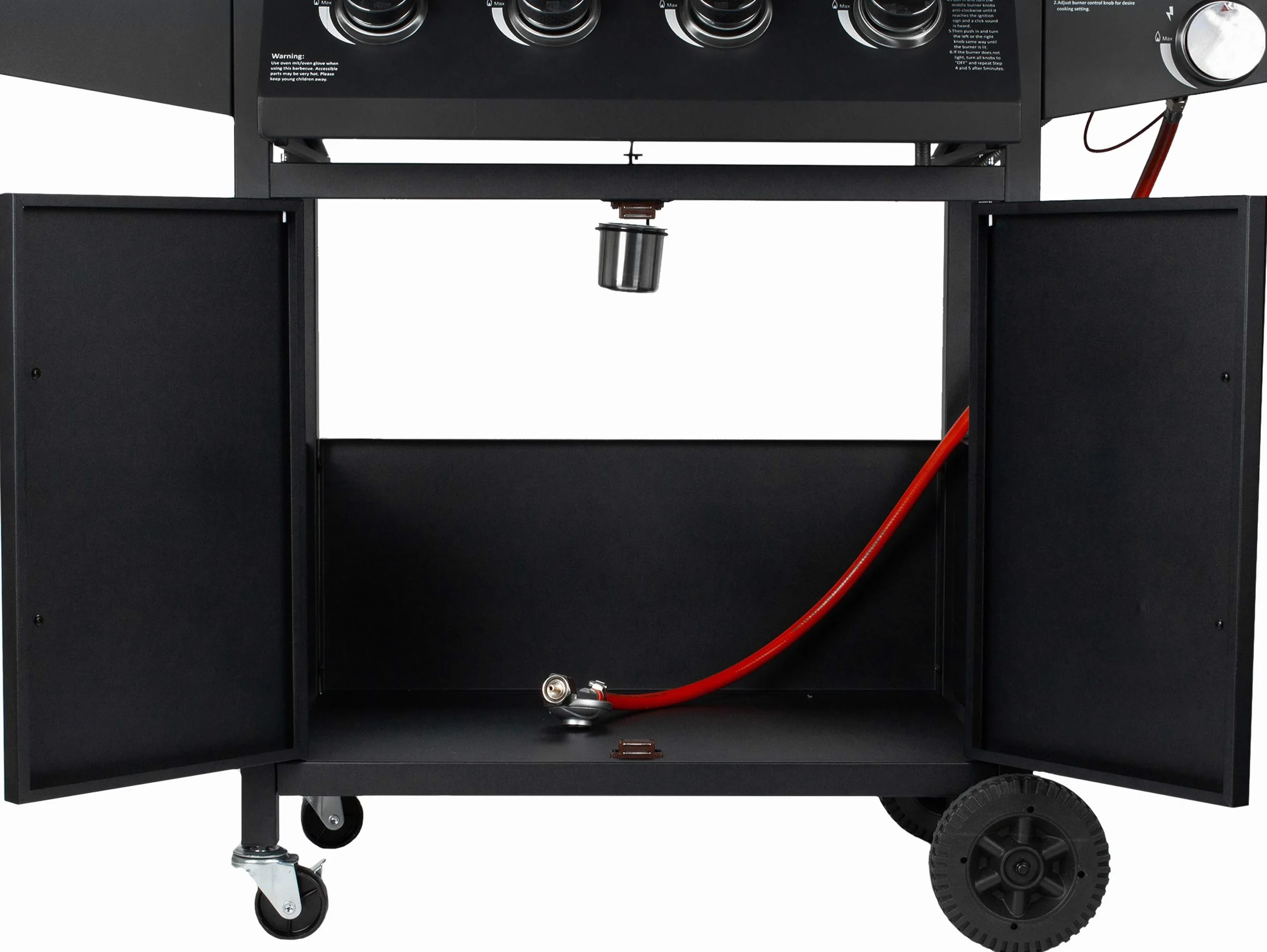 GrillMaster Grill Gazowy PartyTogether 4+1 + Pokrowiec, Ogrodowy, Na Gaz, z Termometrem, z Kółkami, z Dodatkowym Palnikiem