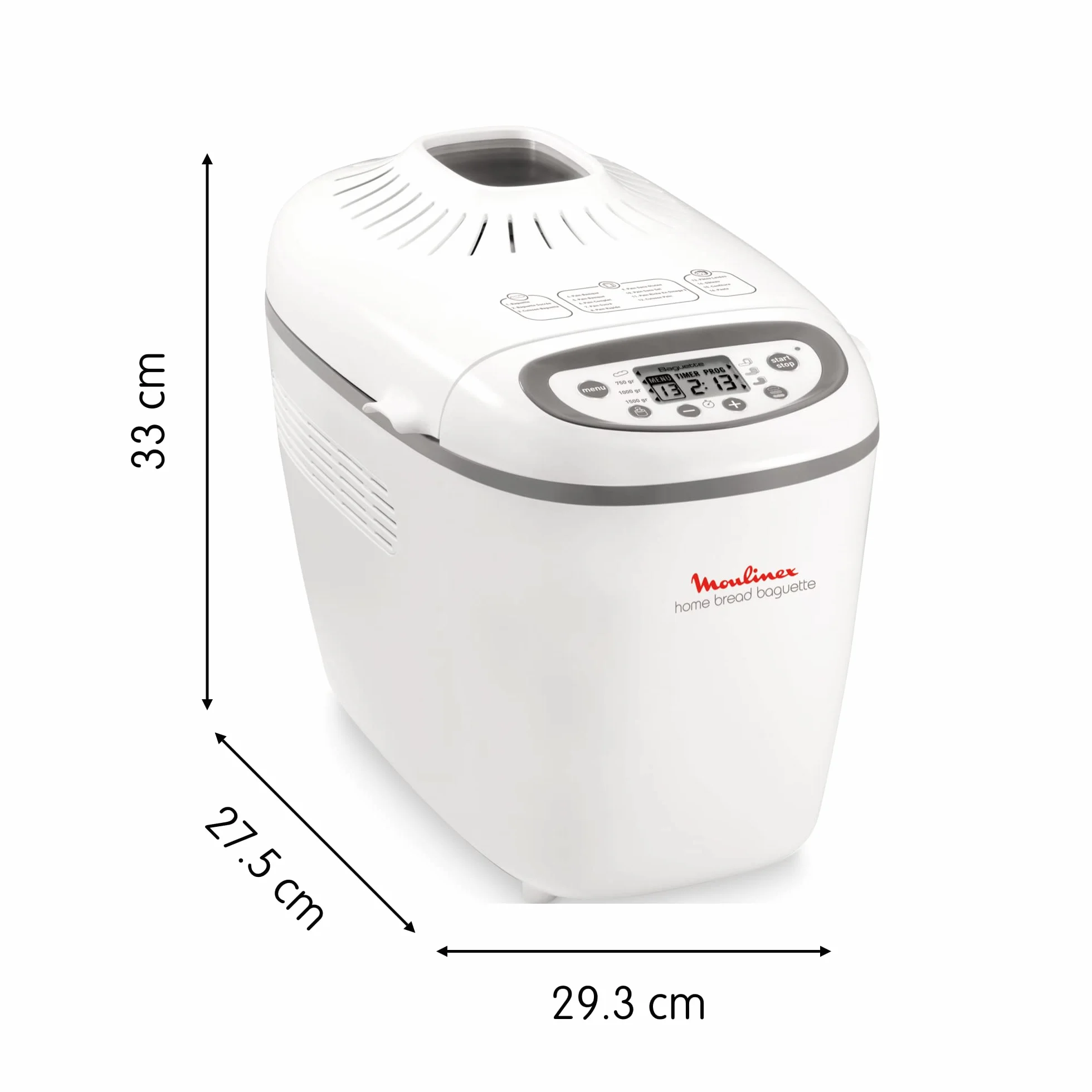 Moulinex OW6101 Home Bread Bagieette automat do pieczenia chleba | na maks. 1,5 kg chleba | 16 programów | chleb domowej roboty | forma do chleba z powłoką zapobiegającą przywieraniu | w zestawie blacha do bagietek i zeszyt z przepisami | kolor biały