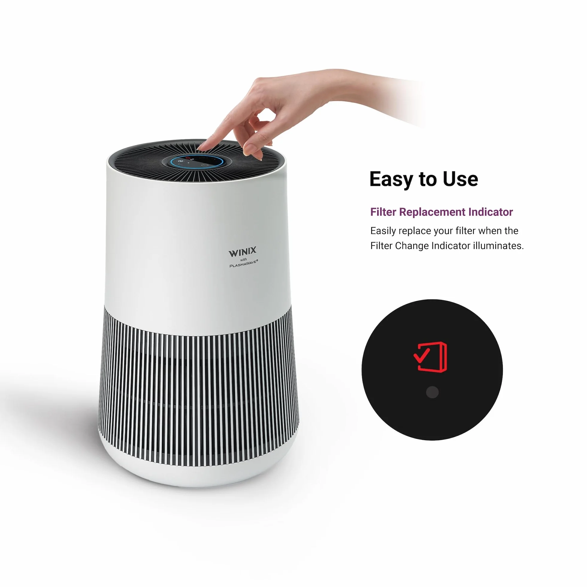 WINIX T500 Wi-Fi oczyszczacz powietrza dla alergików, CADR 250 m³/h, 50 ㎡, filtr HEPA do pomieszczeń dla palących przeciwko alergiom, kurzowi, pyłkom, sierści zwierząt, jakości powietrza, tryb Alexa