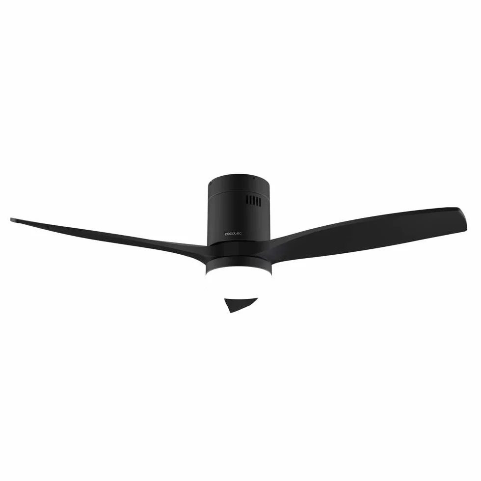 Cecotec - Wentylator sufitowy EnergySilence Aero 5600 Aqua Black&Black - 40 W i 52", Wi-Fi, pilot zdalnego sterowania, stopień ochrony IP44, światło, 6 prędkości, 3 łopatki, zima-lato, timer 8h