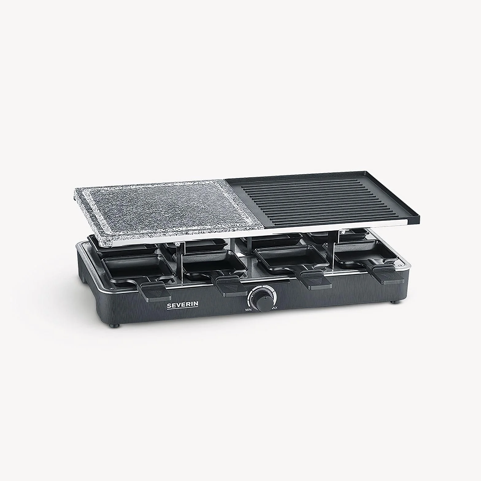 Severin 2371 RG Grill do Raclette z Naturalnym Kamieniem Grillowym, 1300 W, Czarny