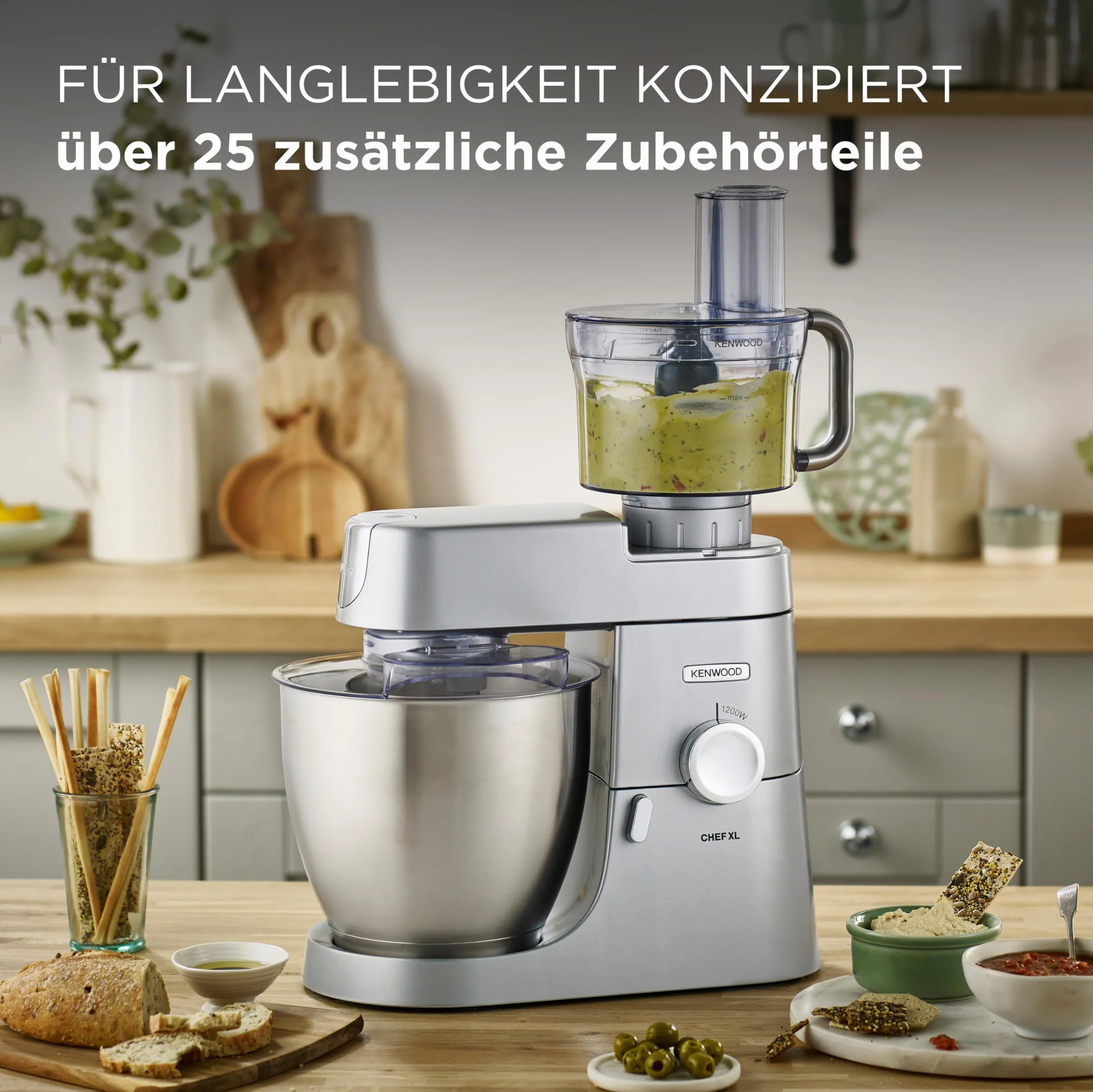 Kenwood KVL4100S Chef XL Robot Kuchenny, Stal Nierdzewna, 1200 W, 6.7 L, Srebrny
