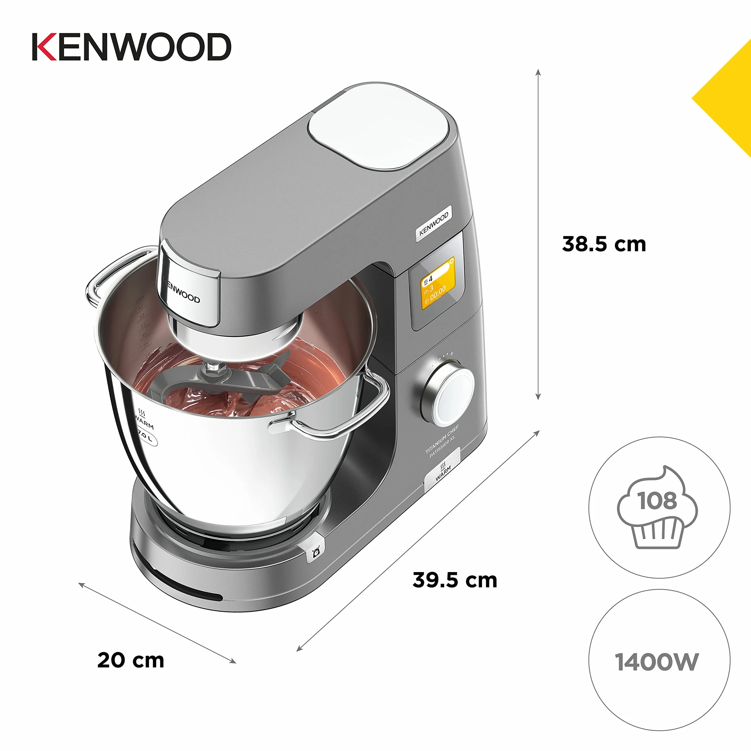 Kenwood Titanium Chef Patissierxl Robot Kuchenny, Srebrny, 1400 W