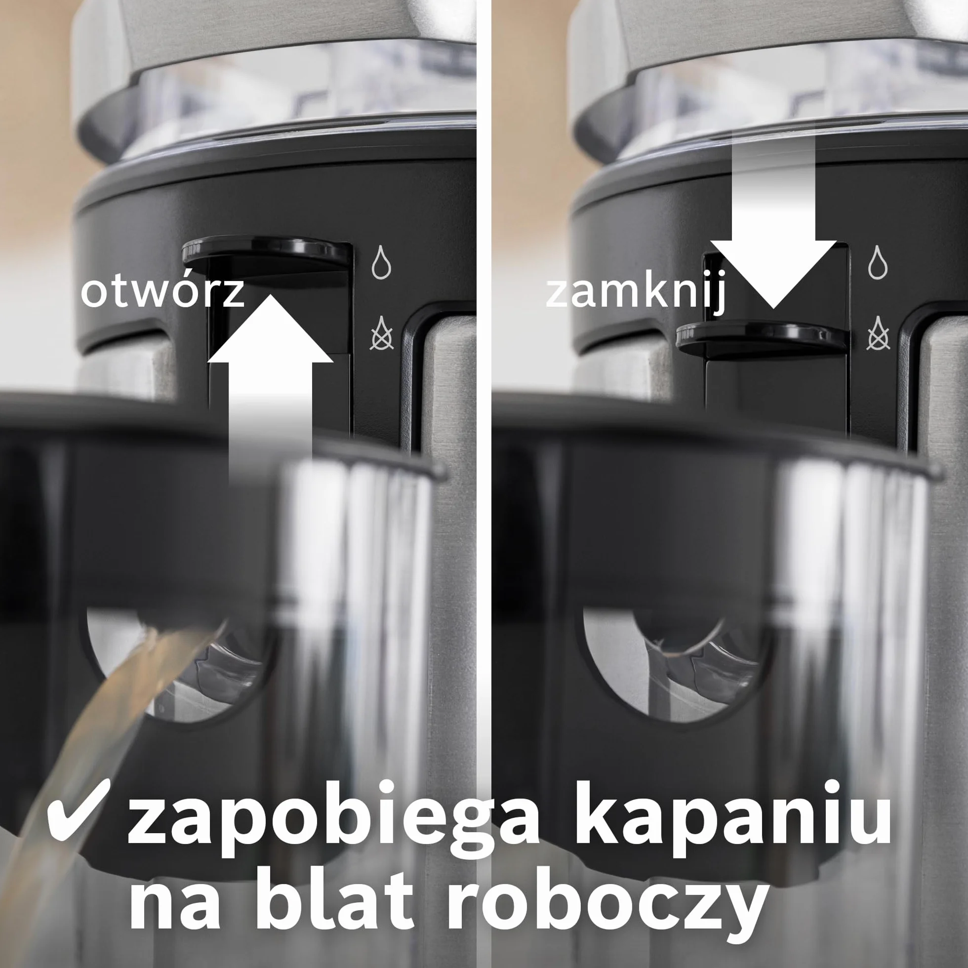 Bosch VitaJuice 4, sokowirówka, 1200 W, nóż ceramiczny, duży otwór wsadowy (84 mm), optymalne wyciskanie soku, DripStop, MES4010, srebrny