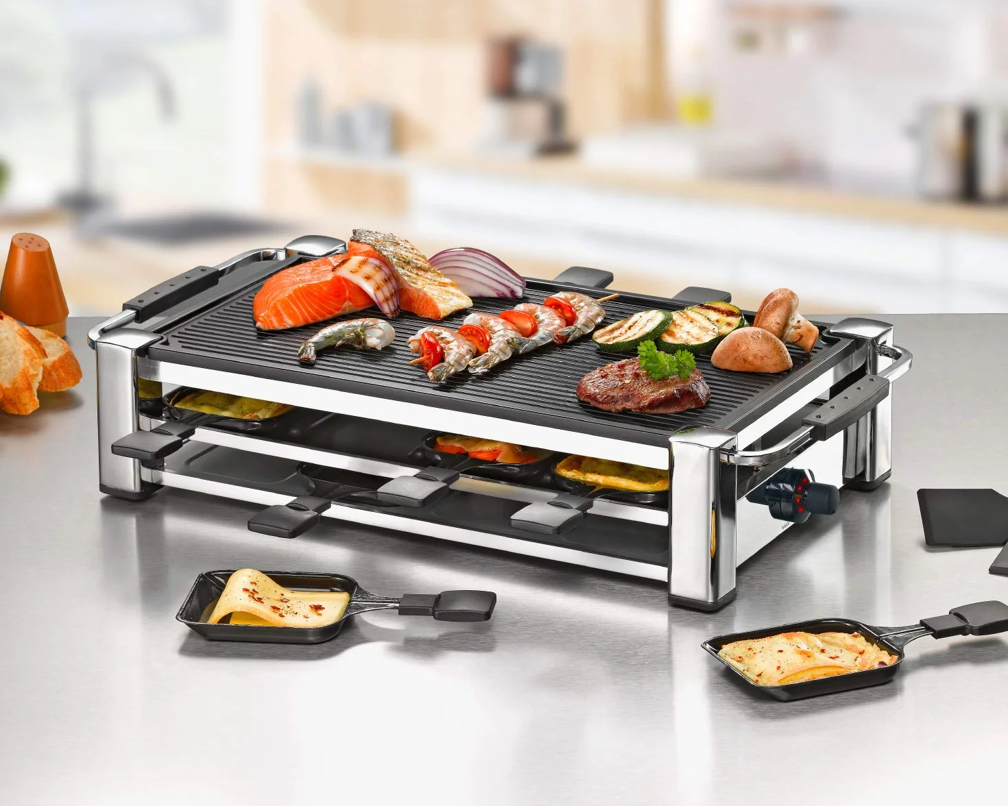 Rommelsbacher Rcc 1500 Raclette Grill Stołowy 1500 W Chrom Czarny