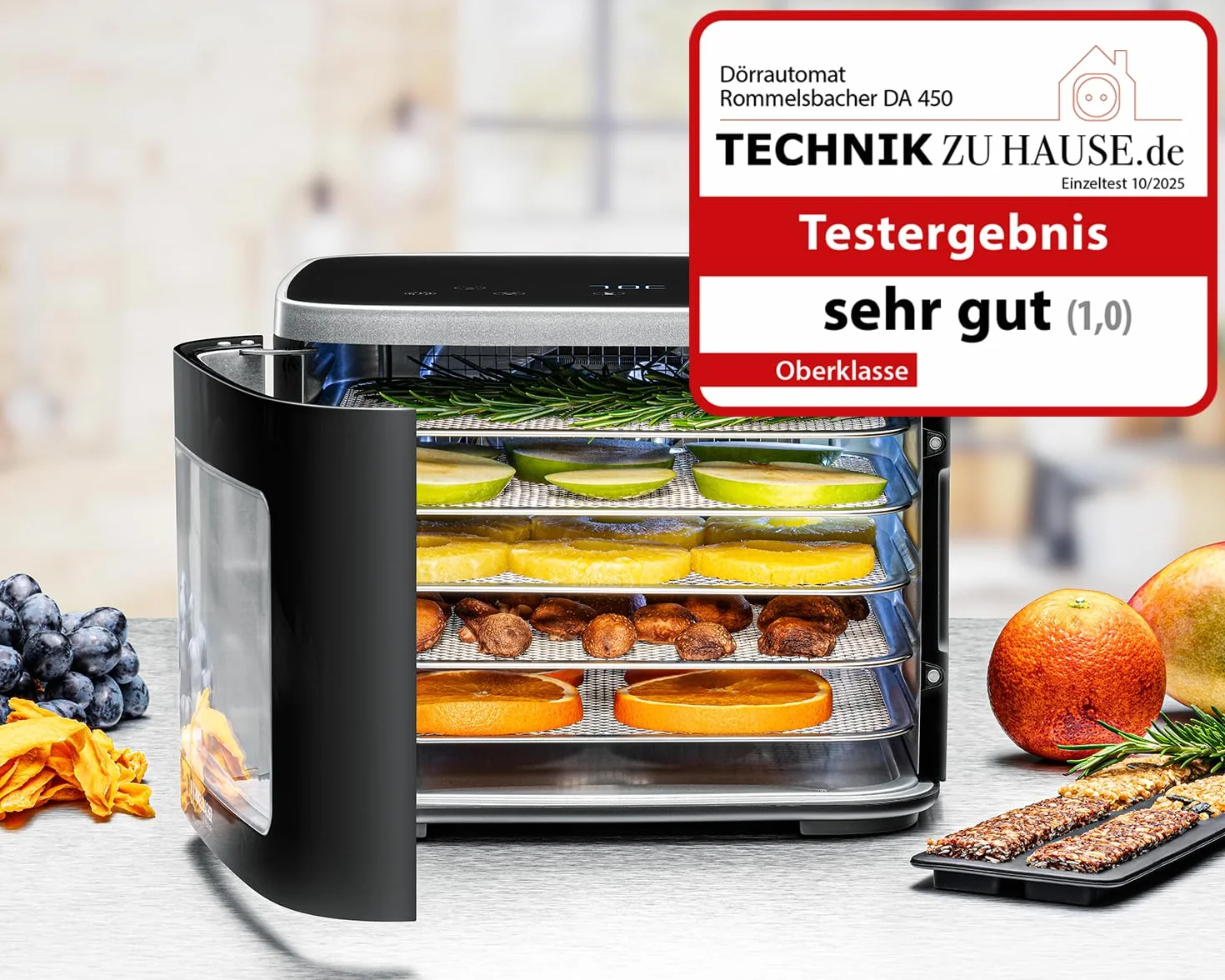 ROMMELSBACHER DA 450 suszarka do włosów 0,2 m² stal nierdzewna 5 tac LCD timer 99