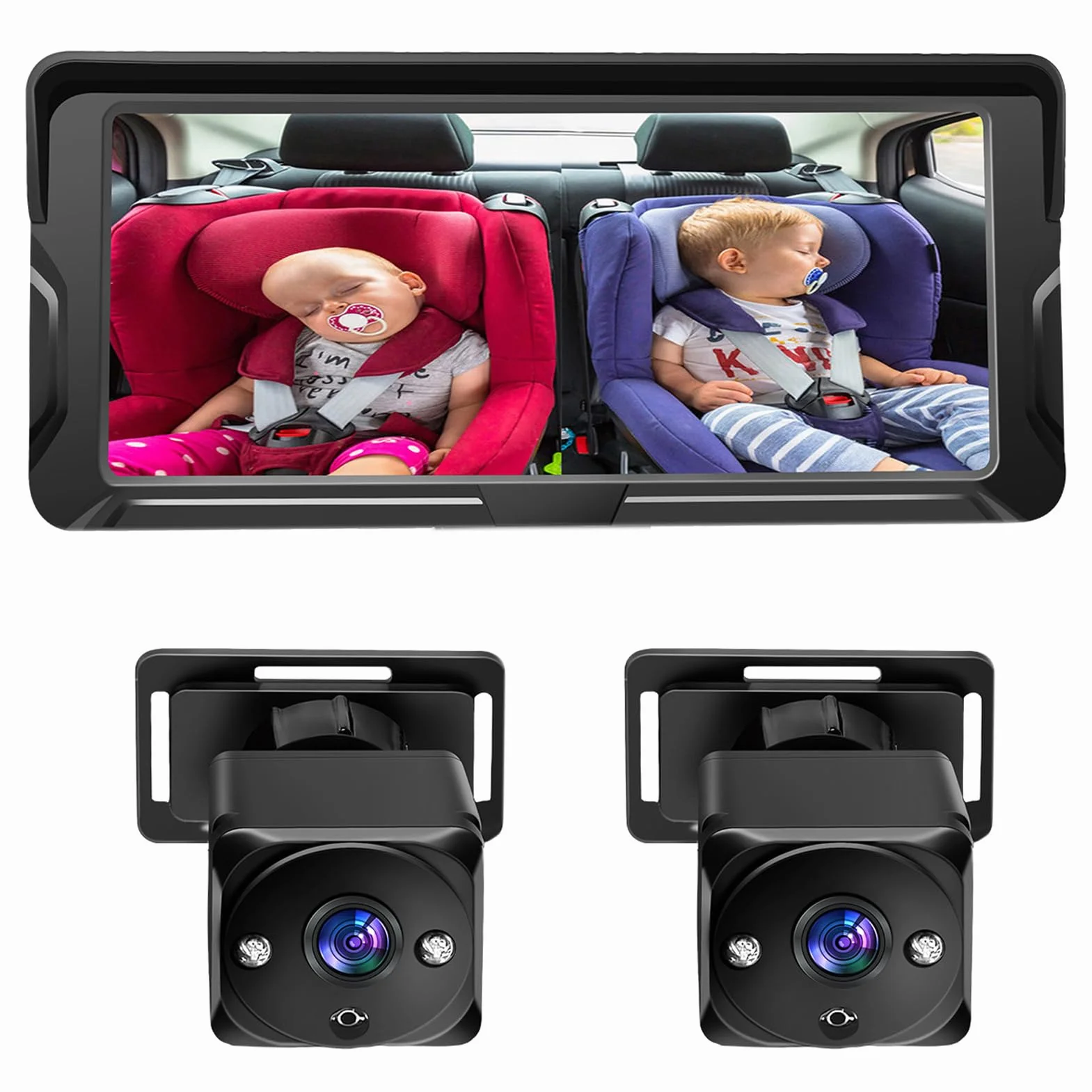 Kamera do fotelika dziecięcego 2-Kids 6,8 cala 1080P z szerokim kątem widzenia 150° i noktowizją IR