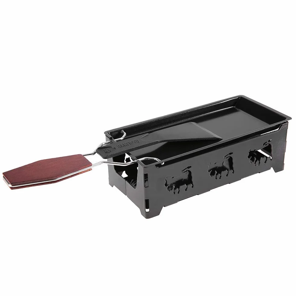 Mini Raclette Składany Tealight Raclette Nieprzywierający Rotaster Blacha do pieczenia Zestaw pieców Ze stali węglowej Domowy grill kuchenny Narzędzie z drewnianą rączką