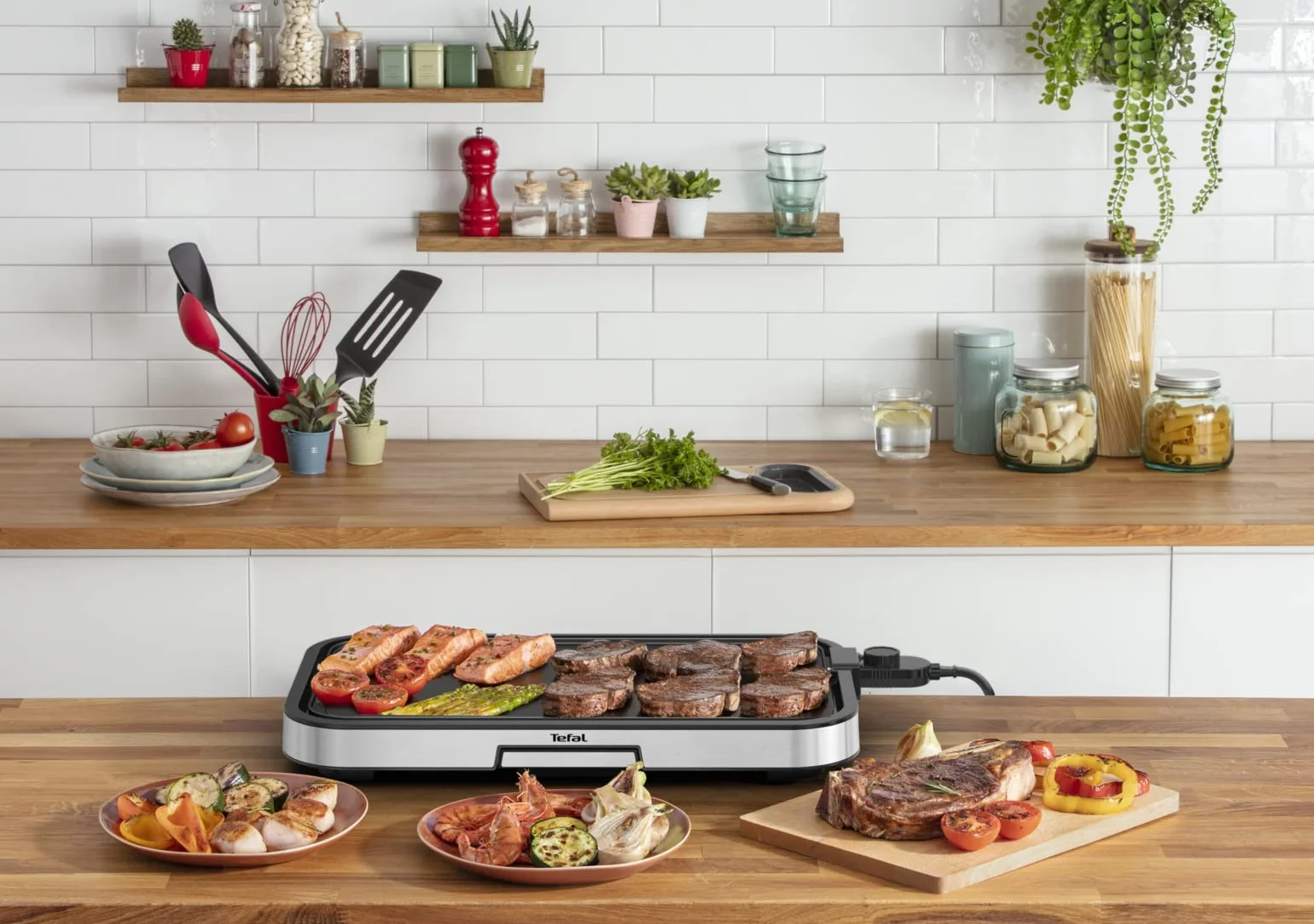 Tefal CB631D Giant Plancha grill dla 12 osób, 2300 W, powierzchnia grillowania XXL, powłoka nieprzywierająca, regulowany termostat