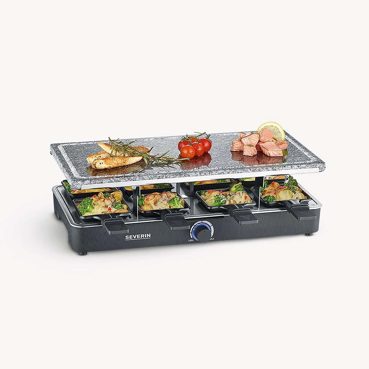 Severin 2372 RG Grill Imprezowy z Naturalnym Kamieniem, Płyta Grillowa, 1300 W, Czarny