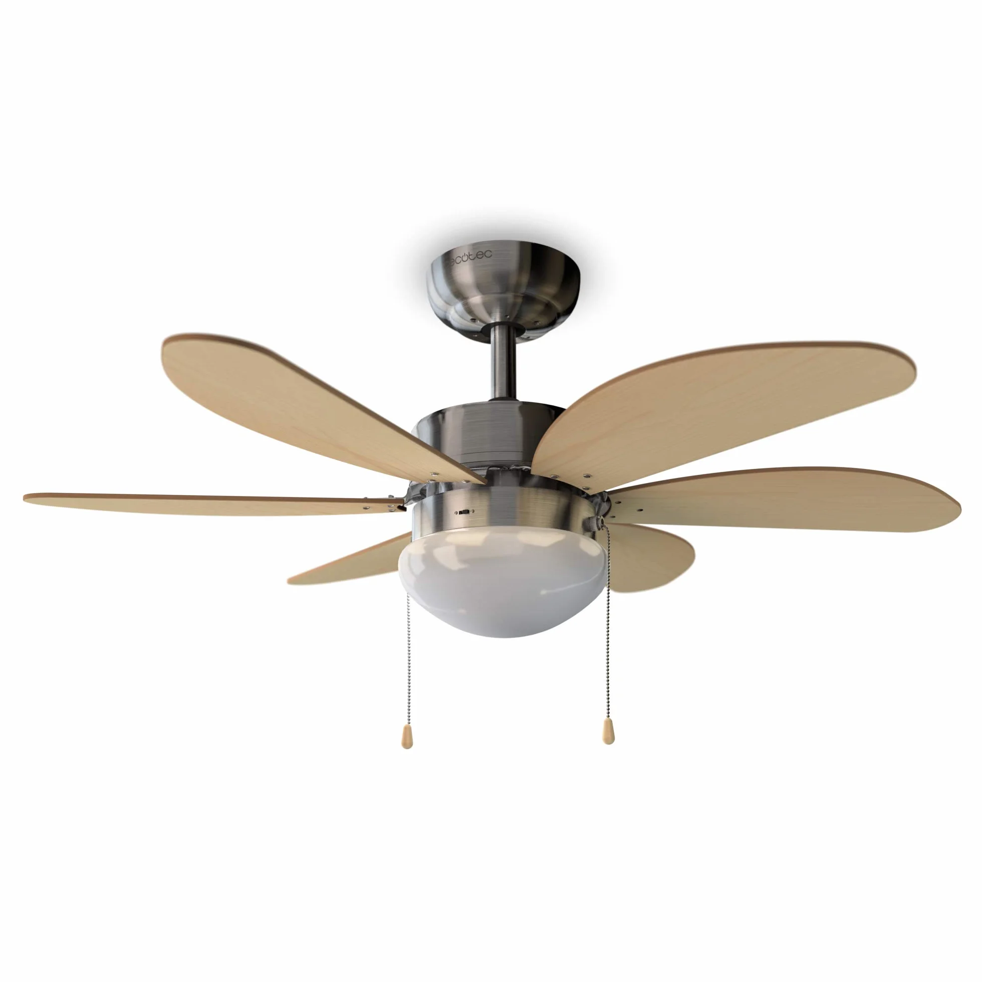 Cecotec Wentylator sufitowy EnergySilence Aero 350, 50 W, 81 cm, 6 łopatek, 3 prędkości, funkcja zimowa, biały/drewno