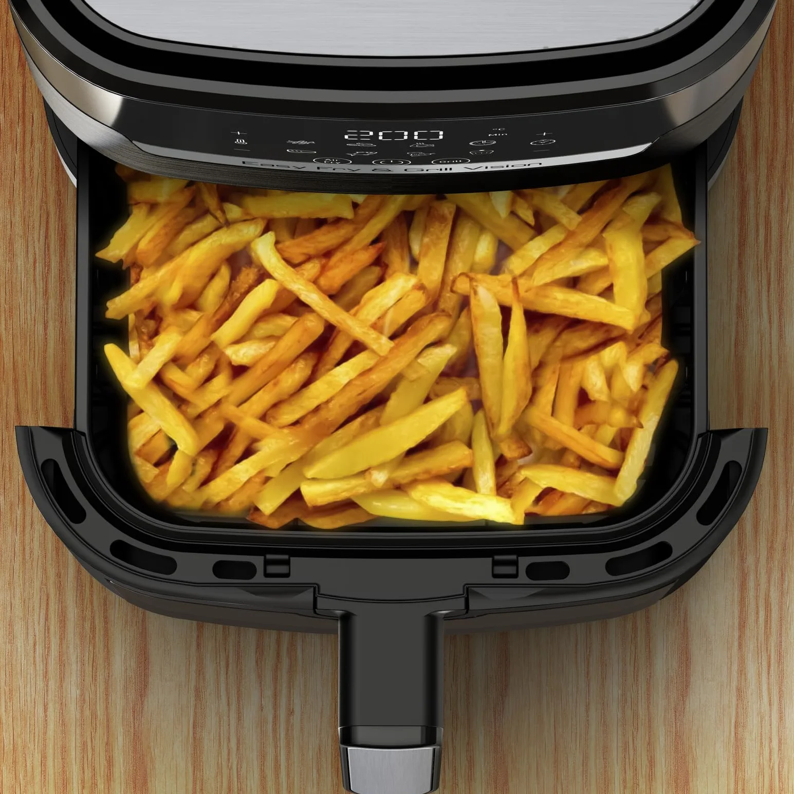 TEFAL EY5068 Easy Fry&Grill Vision Frytkownica beztłuszczowa na gorące powietrze, 4,2 l, grill, technologia Extra Crisp, energooszczędna, ekran dotykowy, 8 programów automatycznych, aplikacja, czarny