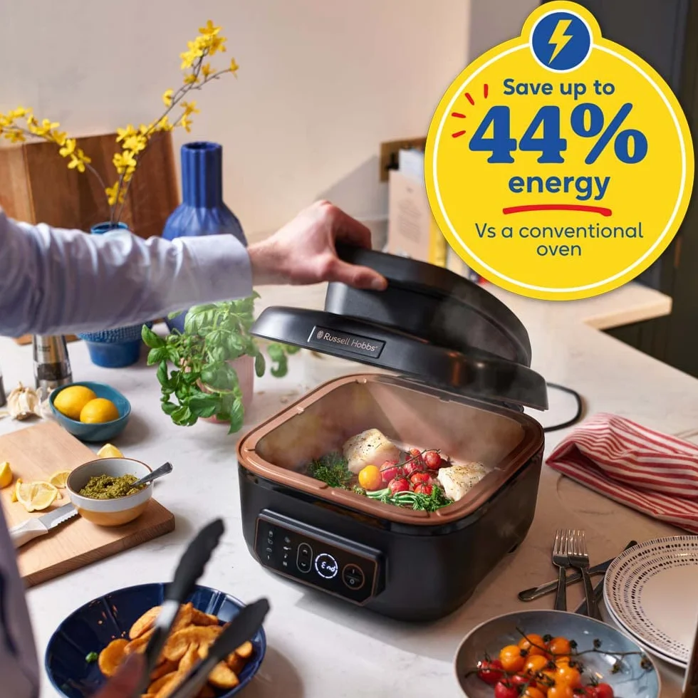 Russell Hobbs Frytkownica beztłuszczowa XL 5,5L [Air Fryer / Grill / Multicooker] Rapid Air (można myć w zmywarce, grzanie górne i dolne, wolnowar, pieczenie, mrożona pizza Ø 30cm) SatisFry 26520-56