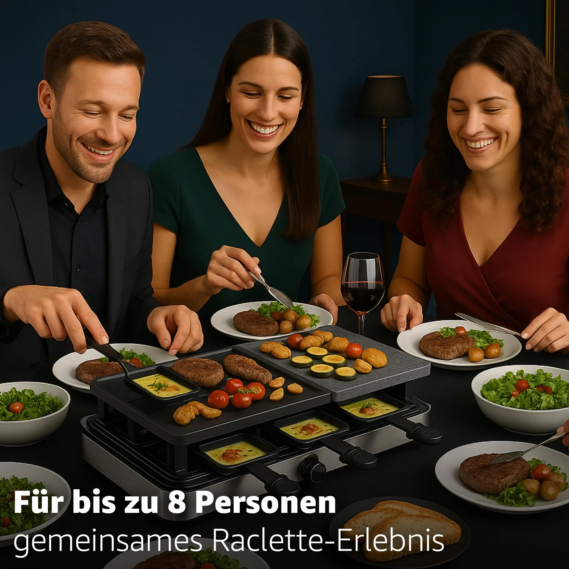 Zestaw do raclette 8-osobowy grill stołowy płyta grillowa płyta kamienna z powłoką zapobiegającą przywieraniu