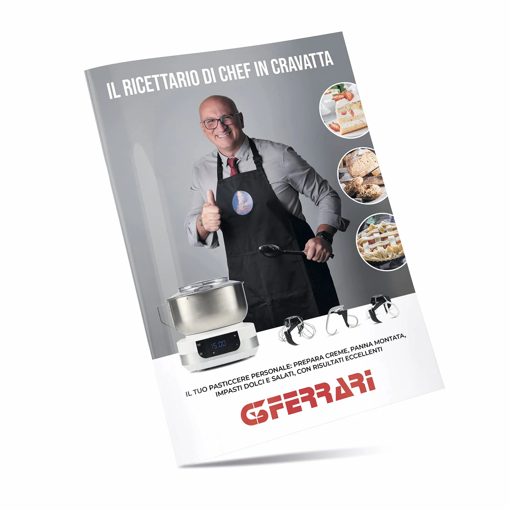 G3 Ferrari G20145 planetarna maszyna do ugniatania ciasta dla smakoszy, 1500 W, 5 litrów, miska ze stali nierdzewnej z uchwytem, wyświetlacz cyfrowy, 5 prędkości, timer, książka kucharska w zestawie