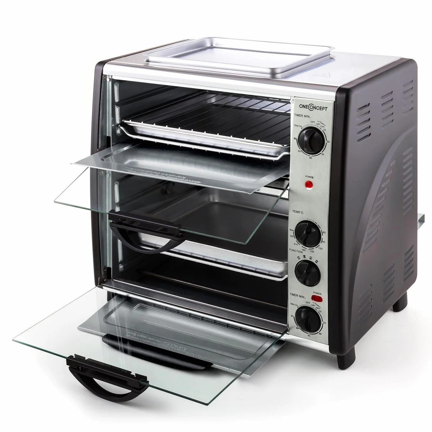 oneConcept Podwójny piekarnik elektryczny 42 L 2400 W Stal nierdzewna Srebrny