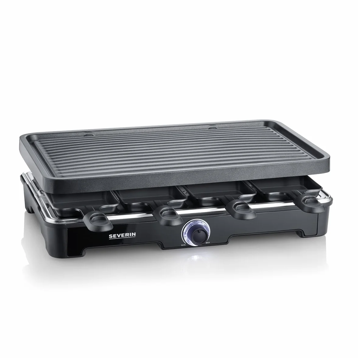 SEVERIN Raclette Grill 1400 W, 8 patelni, powłoka ceramiczna, czarny, RG 9670