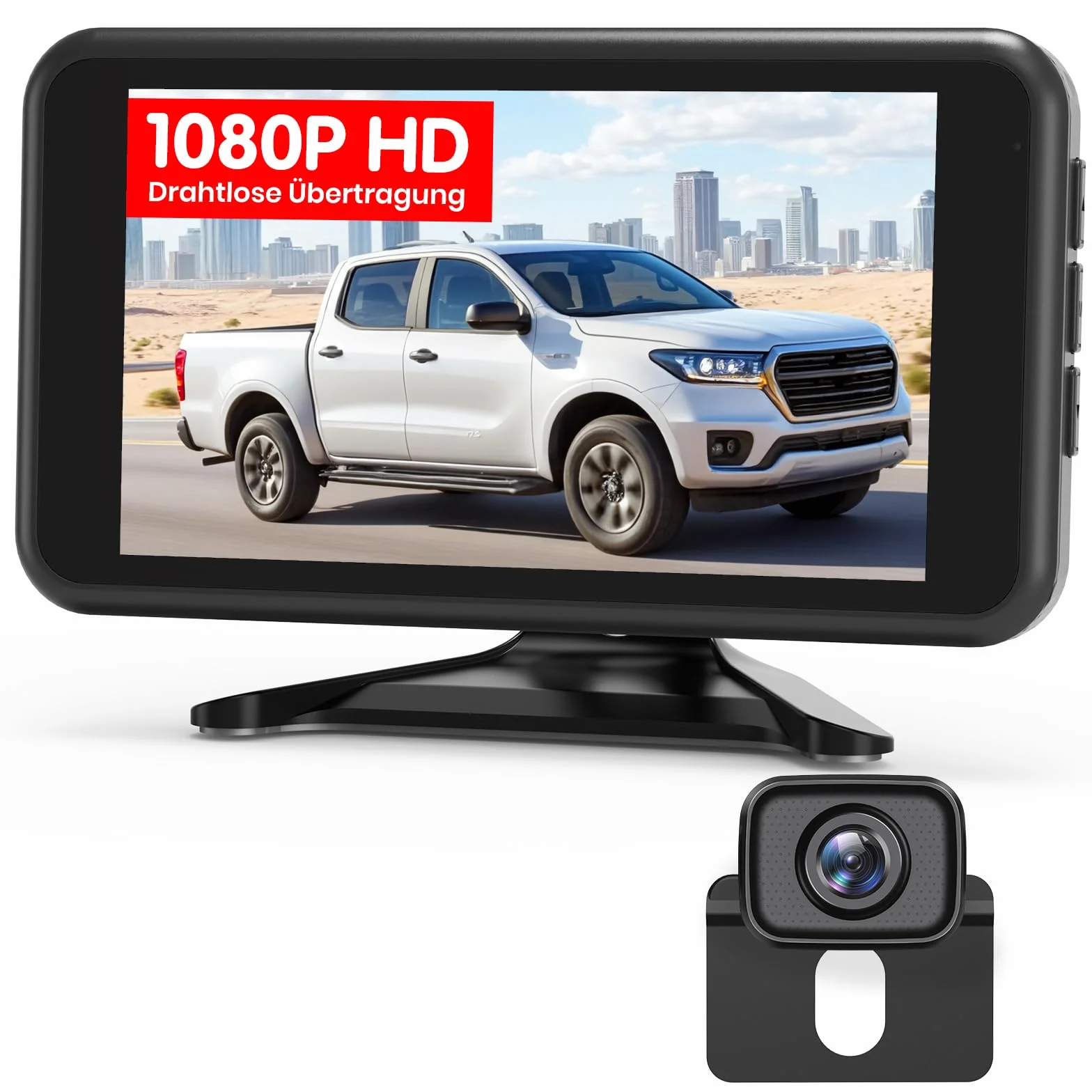 AUTO-VOX Bezprzewodowa kamera cofania: 5-calowy monitor 1080p, dwukanałowy, instalacja 30 minut, stabilna cyfrowa transmisja radiowa, wodoodporność IP69K i noktowizor, do SUV-a, ciężarówki, samochodu