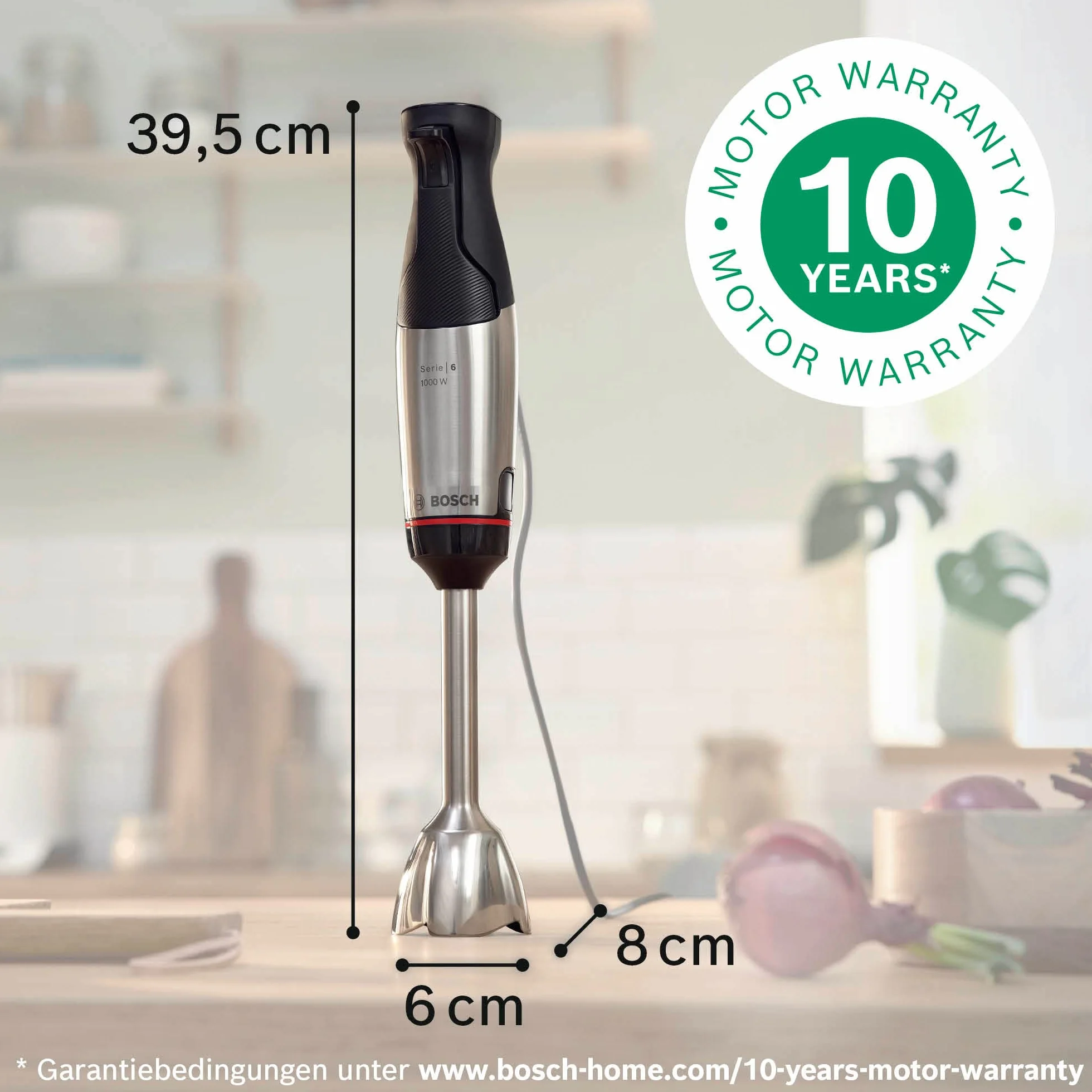 Bosch Ergomaster Serie 6 Blender Ręczny, Srebrny/Czarny, 7.8 x 6 x 39.5 cm